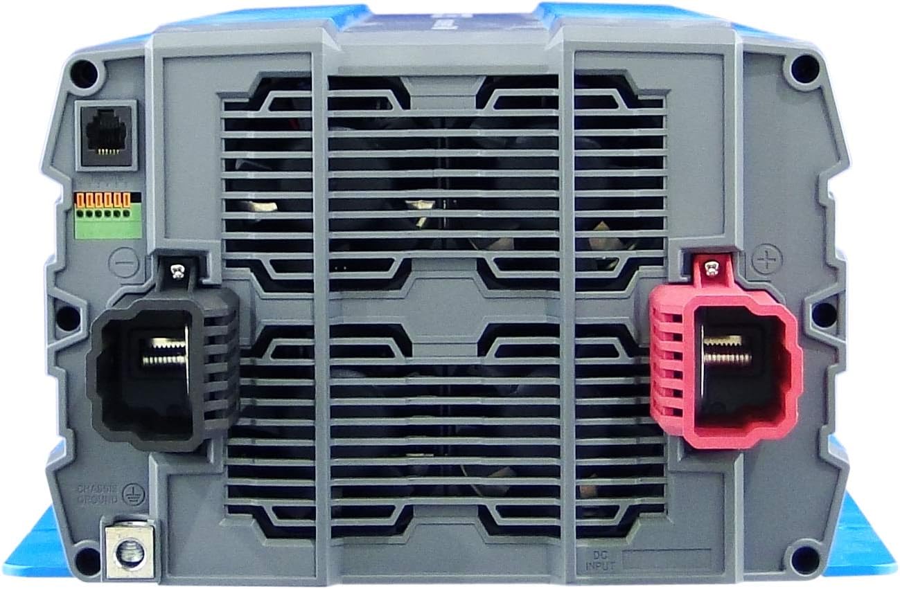 Front panel of COTEK SP-4000-124 Inverter with DC input terminals