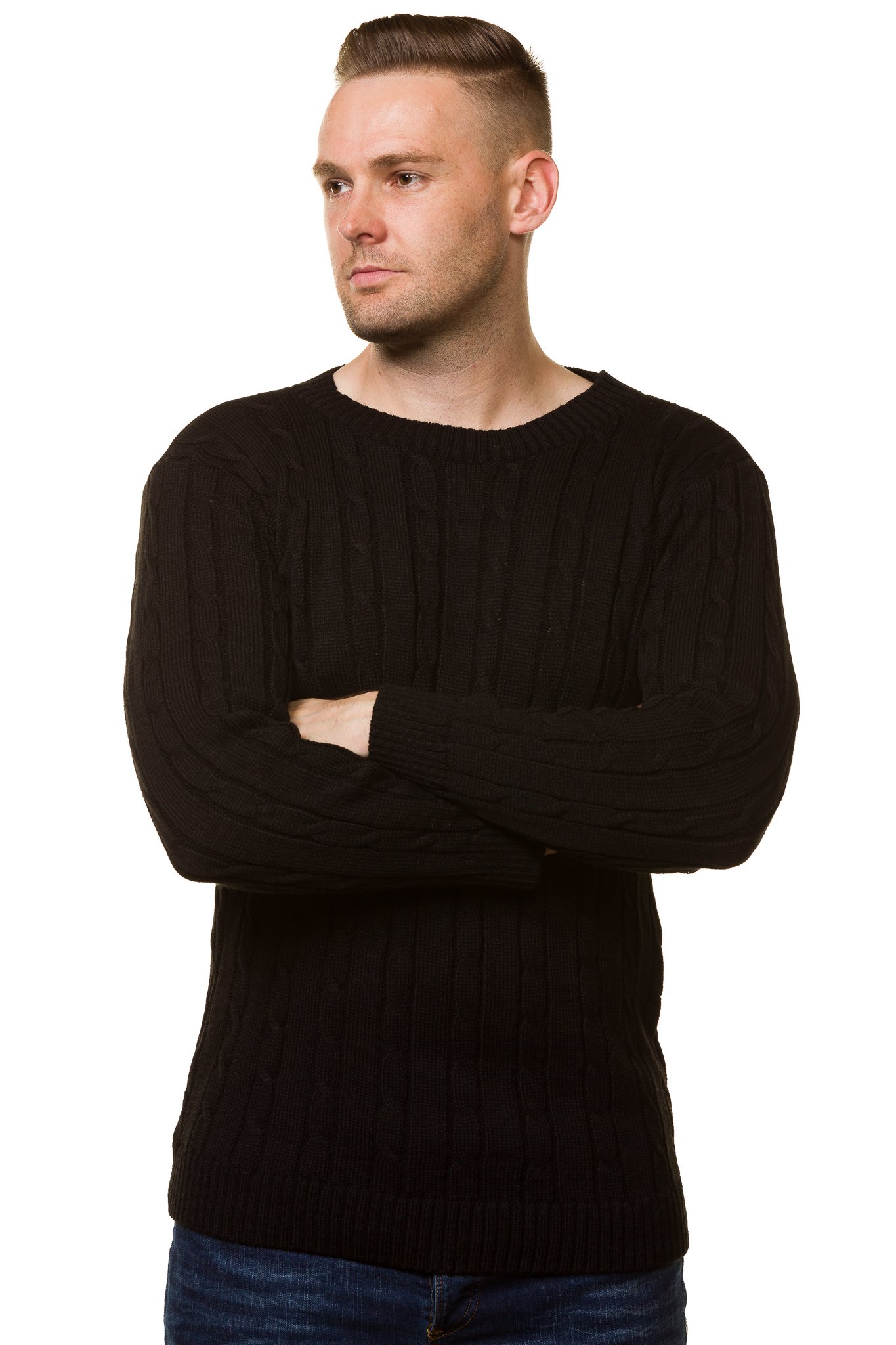 Bay eCom UKNew Men’s Chunky Cable Knit Pullover Thick Jumper Warm Winter Sweater S to 5XL