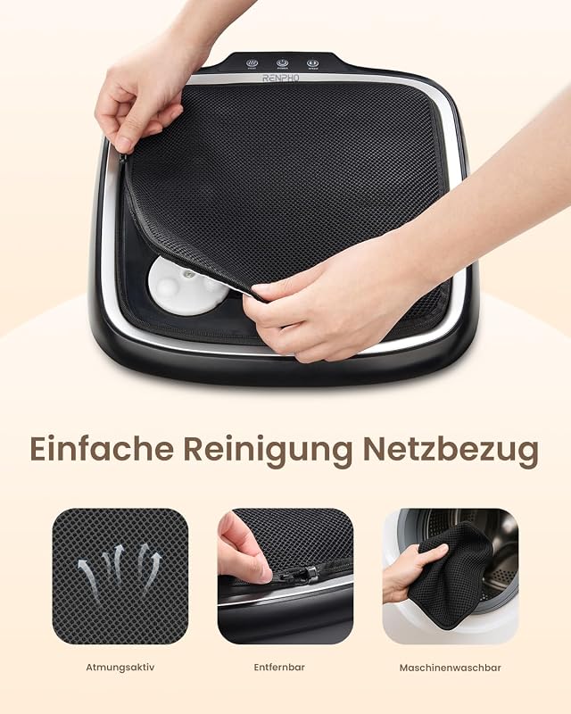 RENPHO Lábmasszírozó Gép Melegítő Funkcióval, Shiatsu Elektromos Talpmasszázs Készülék Állítható Sebességgel