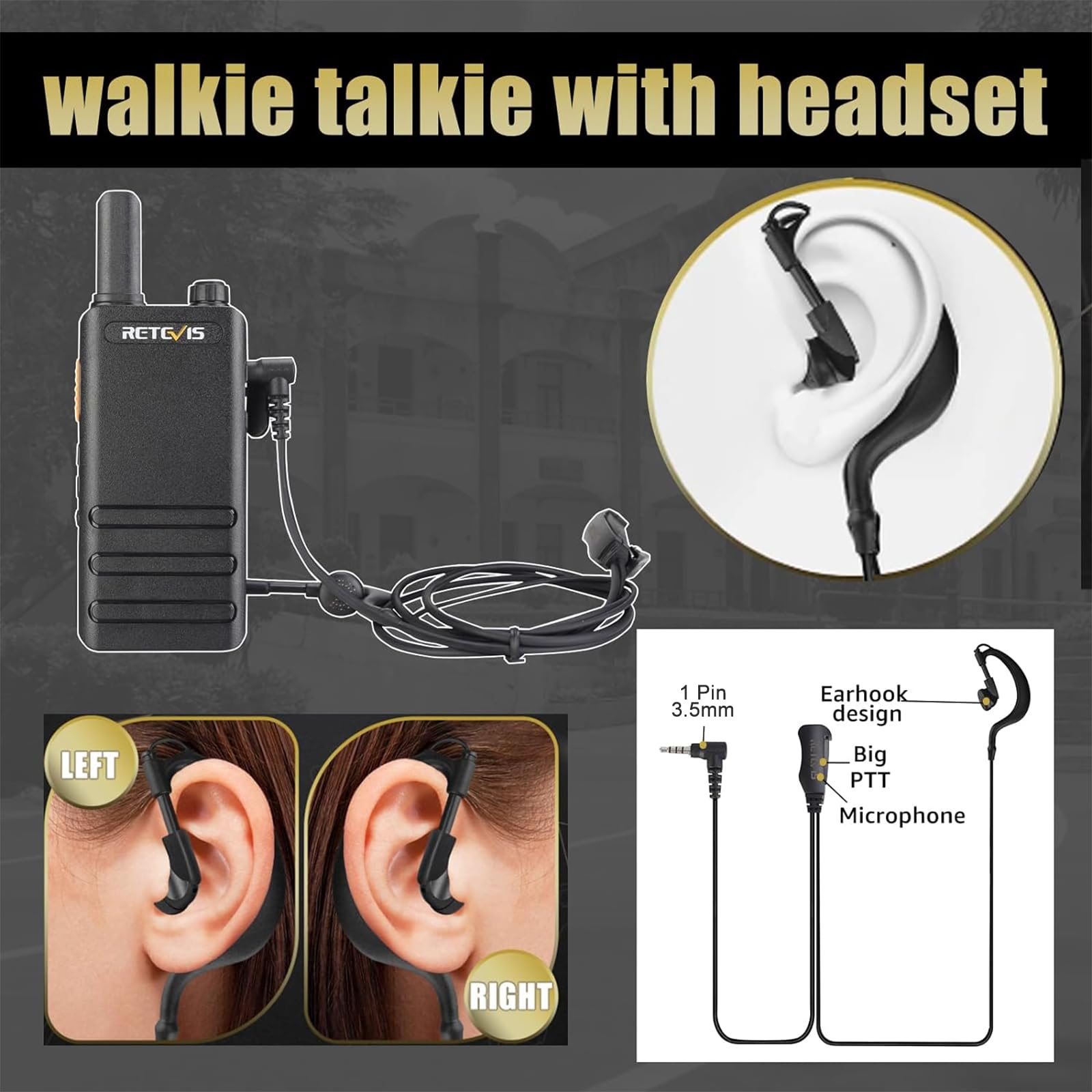 Retevis RT622P Walkie Talkies für Erwachsene, Wiederaufladbares Funkgerät mit 6-Wege-Ladegerät, 1620 mAh, 15 mm Ultradünn, VOX- PMR446 Walkie Talkie mit Ohrhörern für die Schule (6 Stück, Schwarz)