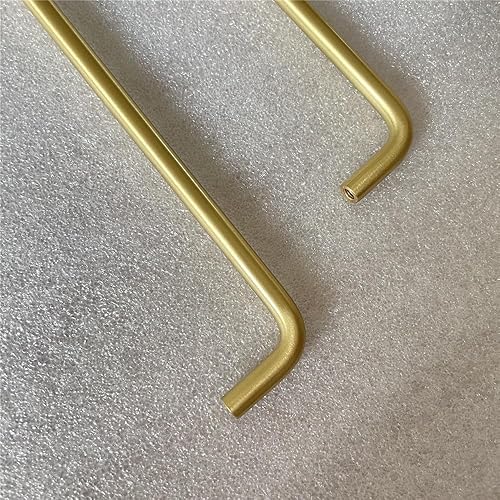 Miniatura 6 de Juego de 2 tiradores de latón macizo modernos para gabinetes de cocina, manijas y tiradores dorados para cajones de gabinetes de cocina (centro de