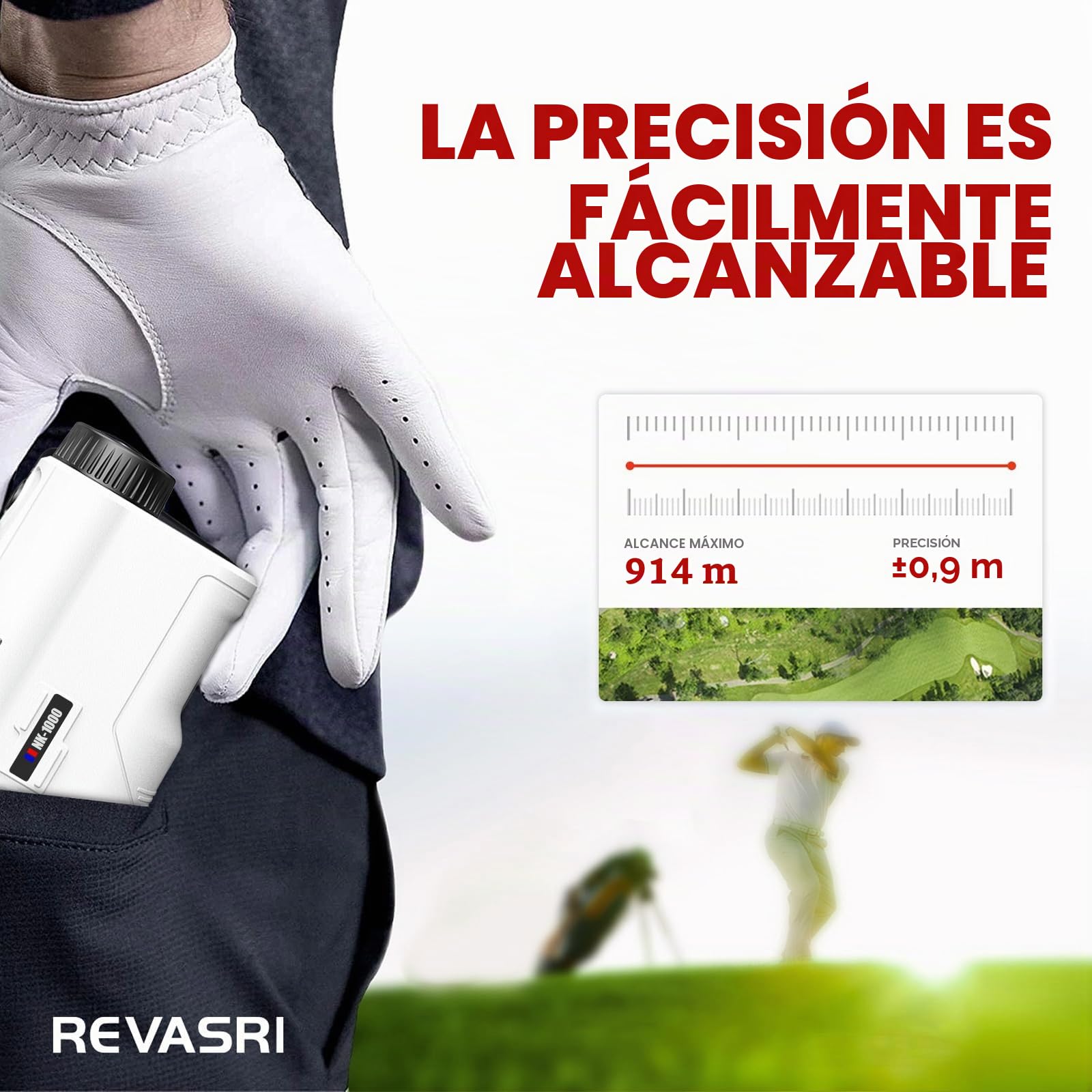 REVASRI Telémetro de golf con vibración de pendiente y bloqueo de pin, interruptor de pendiente externo para torneos de golf legal, telémetros con batería recargable de 600/1000 yardas