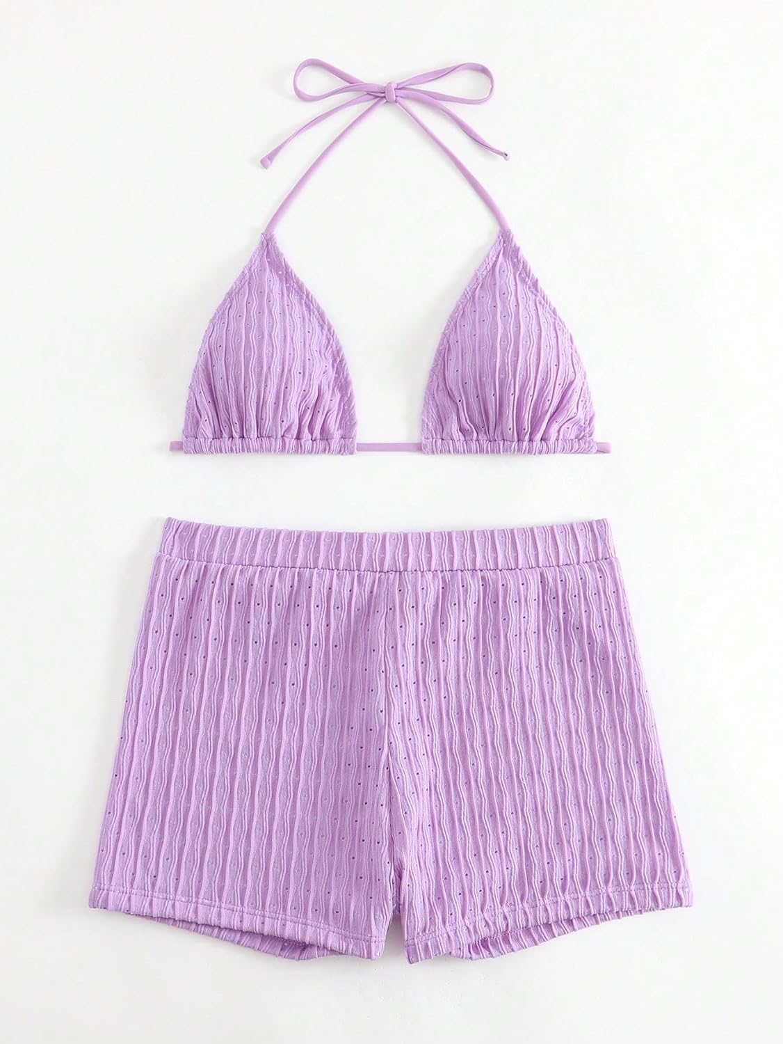 SOLY HUX Women's 2 Piece Swimsuits Halter Triangle Top with Shorts Bikini Set Bathing Suits