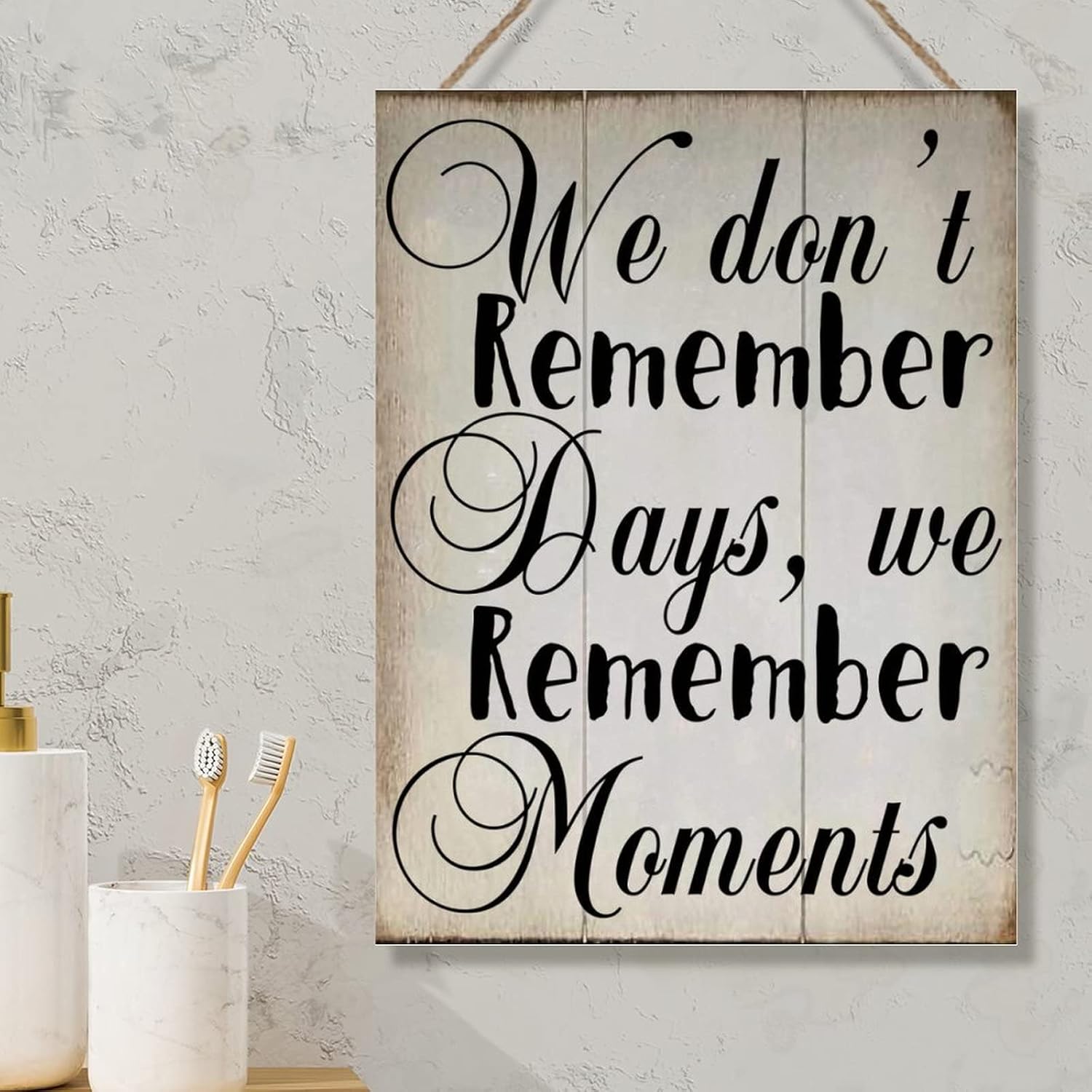 Rustic Wooden Sign Plaque Inspirational Quote Bible Motto Wall Decor Sign We Do Not Remember Days, We Remember Moments Signs Wood Decor for Living Room Home Decoration 18x24in