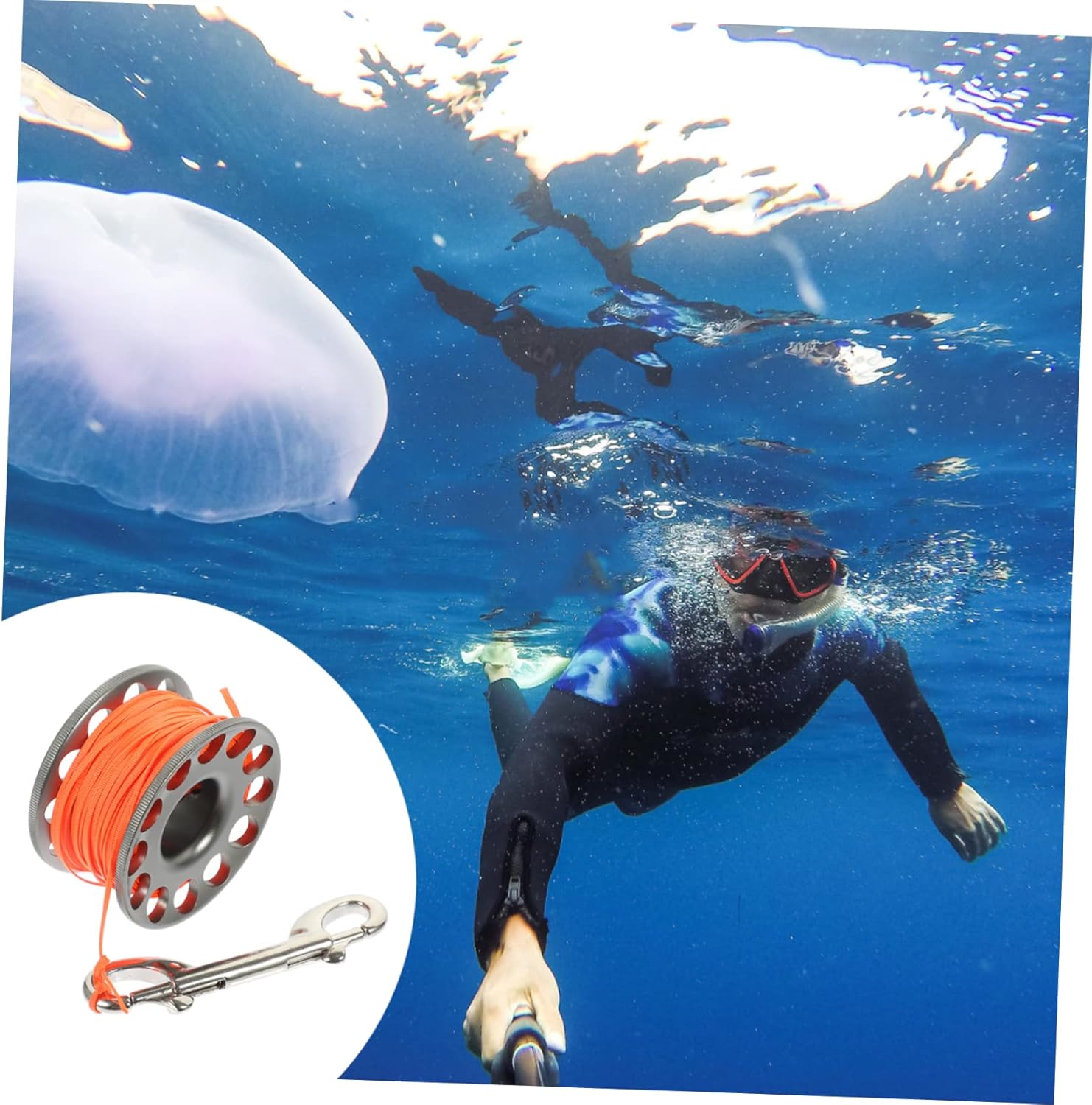 1roll Portable Underwater Diving Spool Reel Line Snap Clip for Scuba Diving Freediving and Snorkeling Accessories