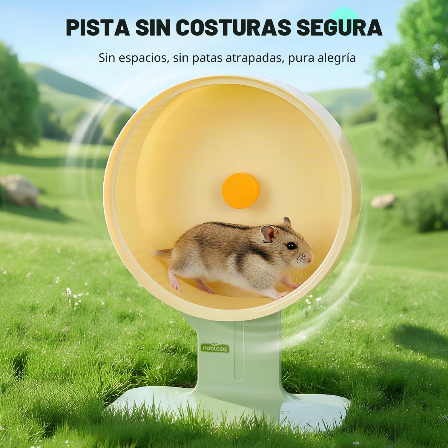 Nobleza Rueda Hamster Silenciosa 22CM, Rueda de Ejercicio de Altura Ajustable con Base Antivuelco y Pista sin Costuras, Accesorios para Jaula de Hámster Sirio, Gerbos y Erizos |