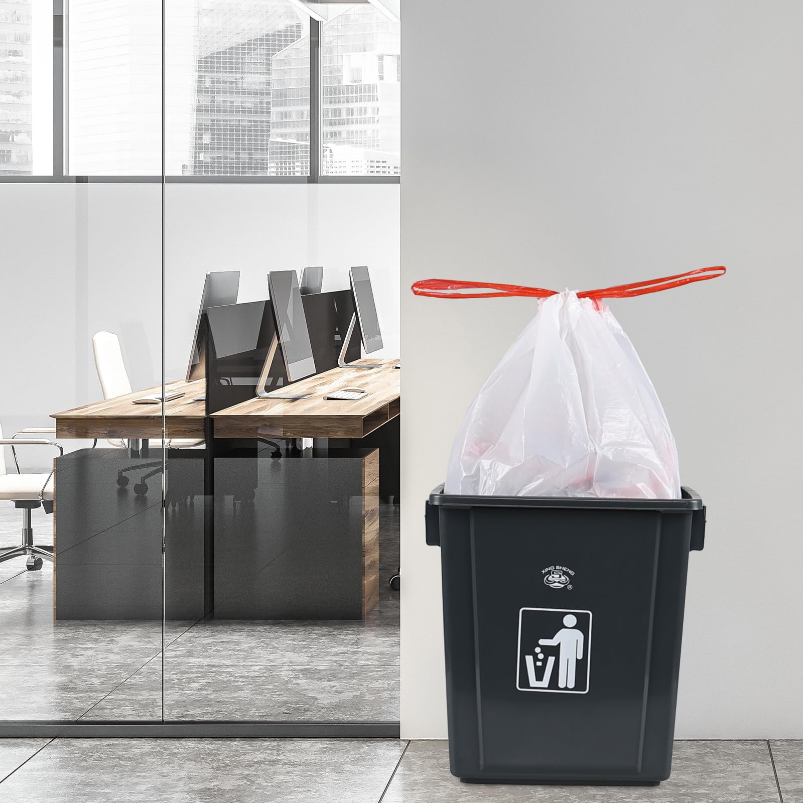 Sacchetti per Pattumiera, Grigio 30 L Sacco di Spazzatura con Coulisse, Sacchetto della Spazzatura