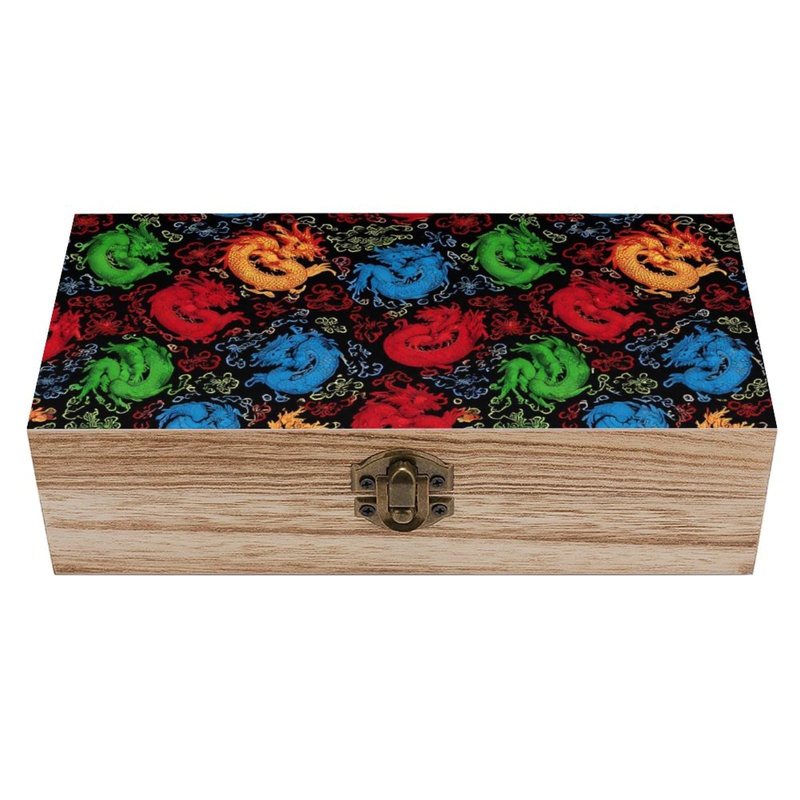 HLBSDM Cute Childish Dinosaurs Wooden Storage Box
