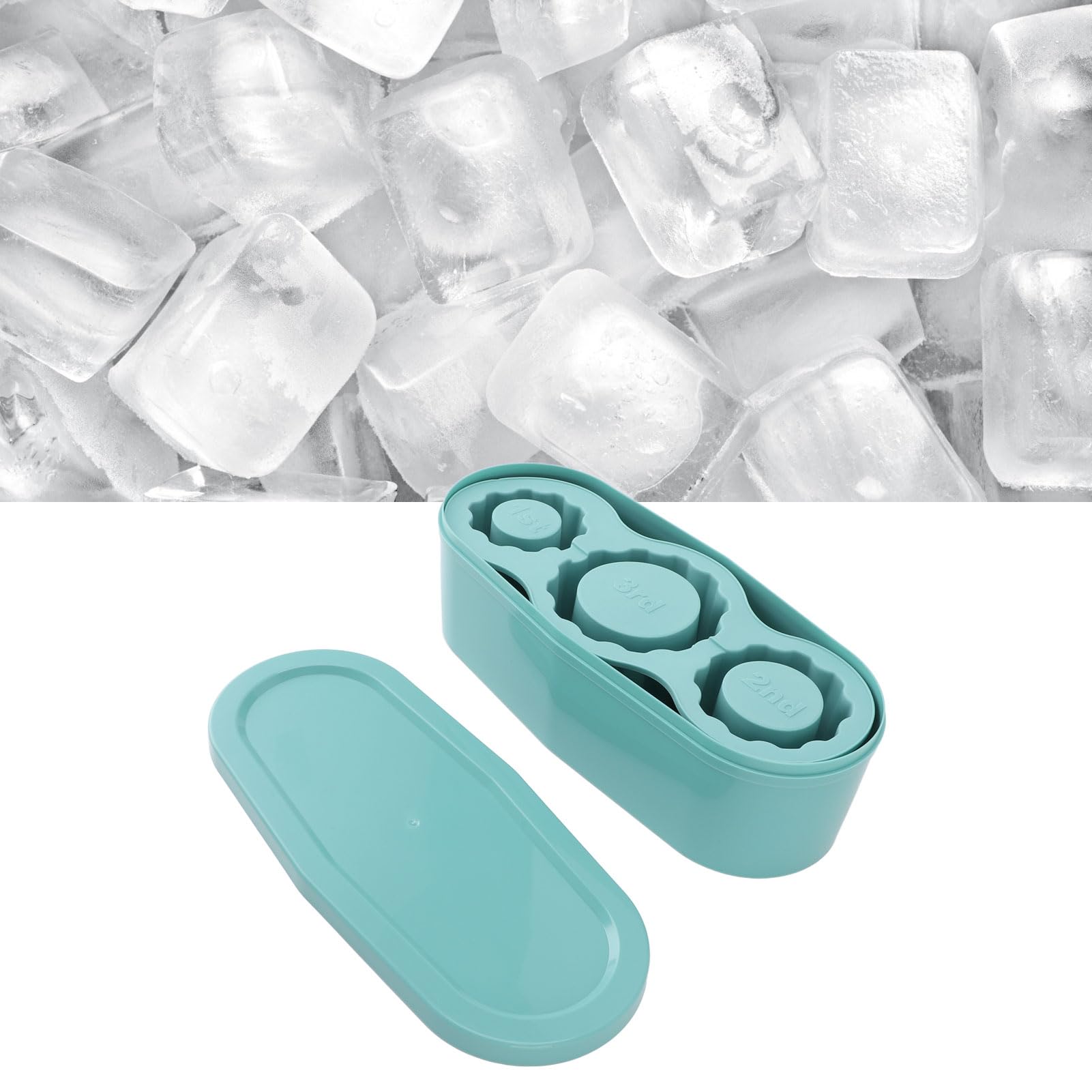 Vassoio per cubetti di ghiaccio, in silicone con coperchio, stampo per cubetti di ghiaccio, per realizzare