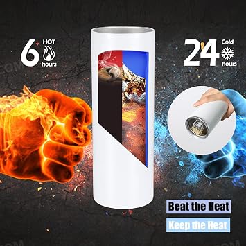 YOUKE OLA 10 Pack Sublimation Tumblers Bulk Straight Skinny Tumbler Blanks 20oz for Heat Transfer, Individual Gift Boxed, Double Wall Insulated Tumbler with Shrink Wrap Films & Heat Tape & Straws