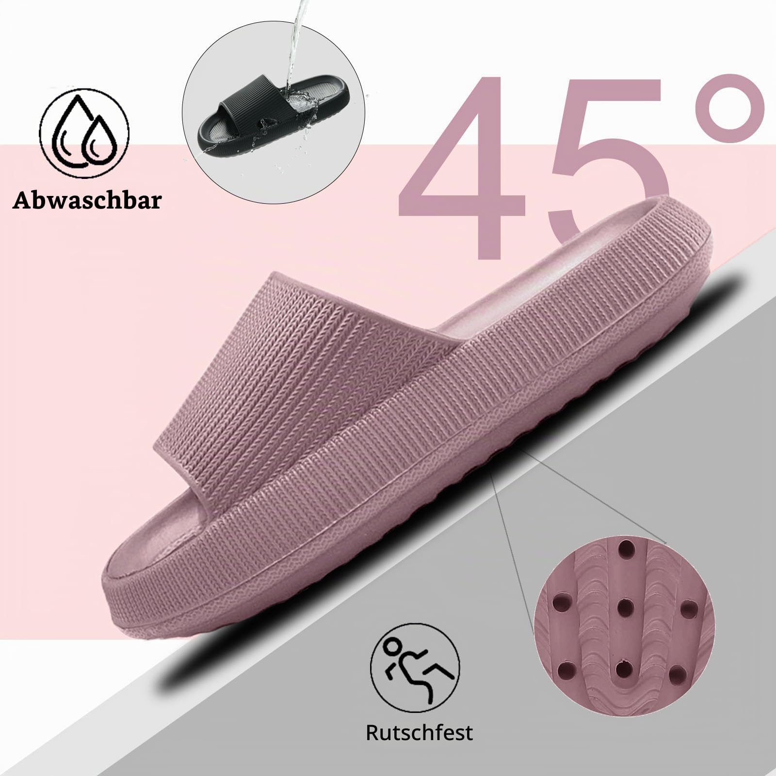 Donpapa Badeschuhe Damen Herren Weich Hausschuhe Rutschfest Badeschlappen – Ansicht 6