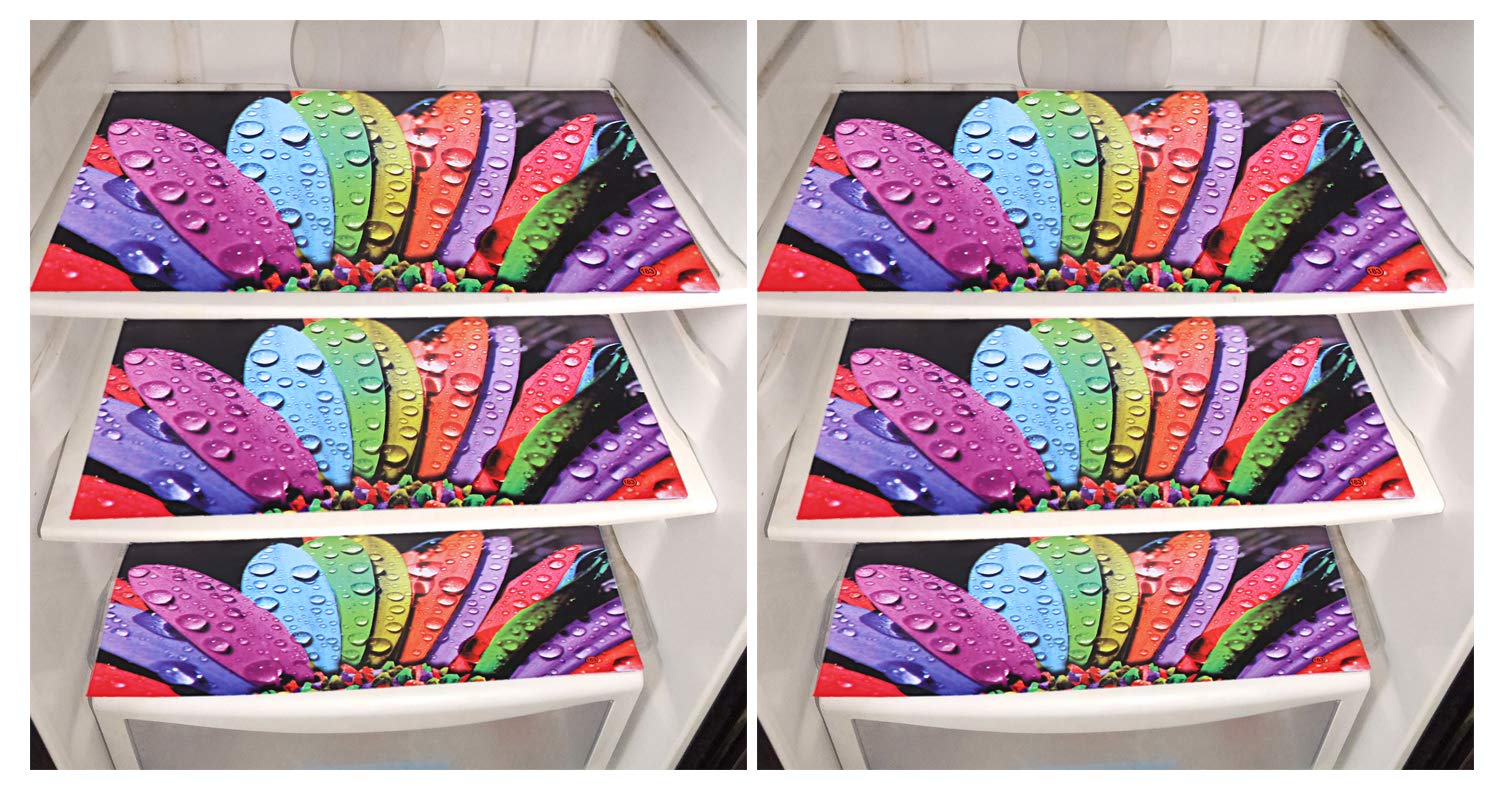 Kuber Industries PVC 6 Pieces Reversible Fridge Drawer Mats (Multi)-CTKTC28232