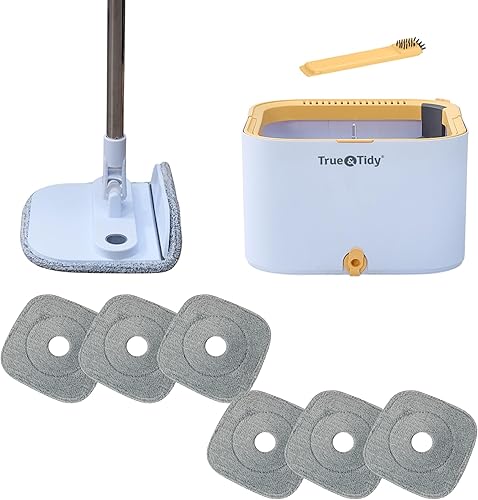 Miniatura 11 de True & Tidy® TrueClean - Trapeador giratorio 2.0 con cubo interior desmontable, autoportante, separa el agua limpia y sucia, cabezal de trapeador