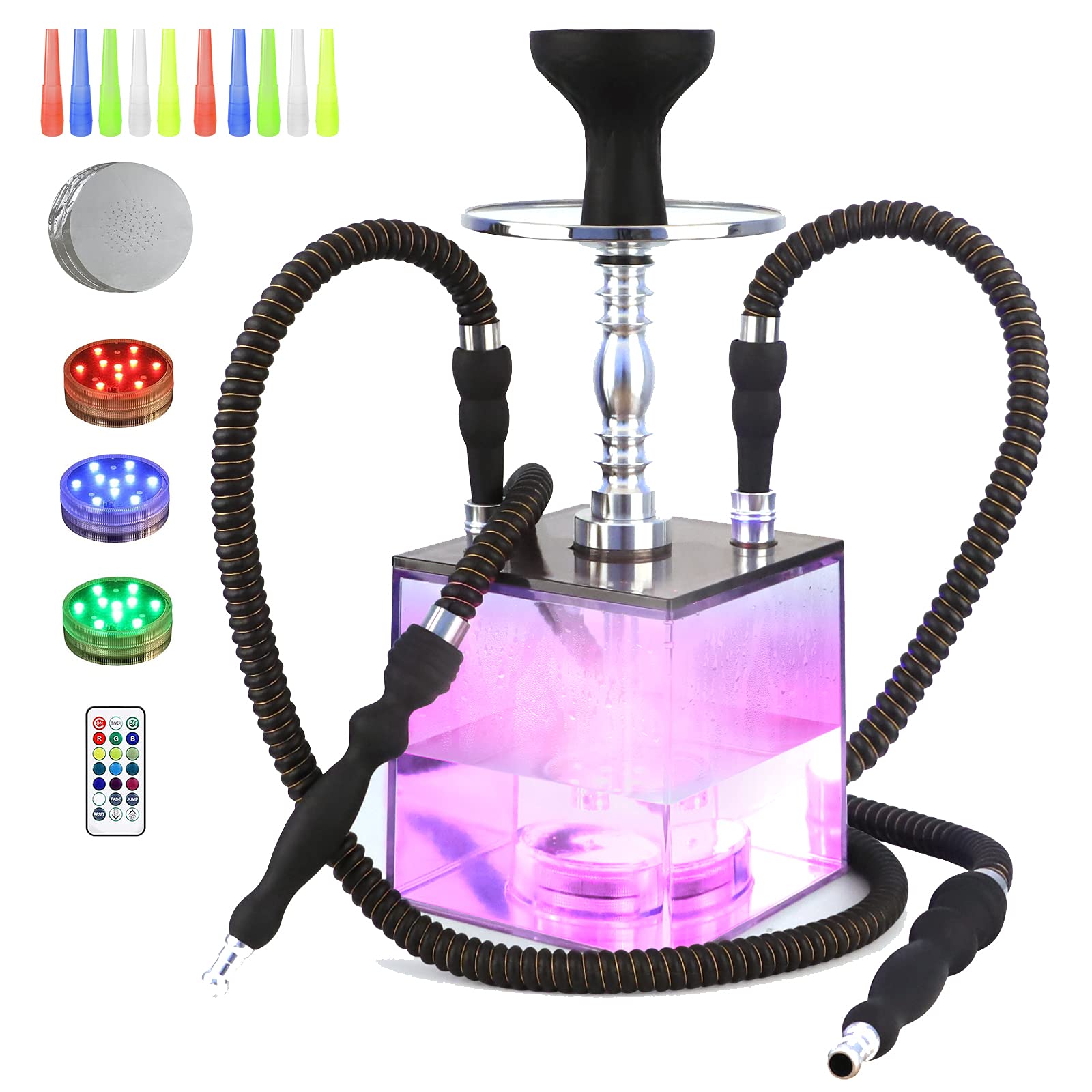 Buy Hookah Set HEJEINK Micro Modern Cube Acrylic Hookah 2 Hose with