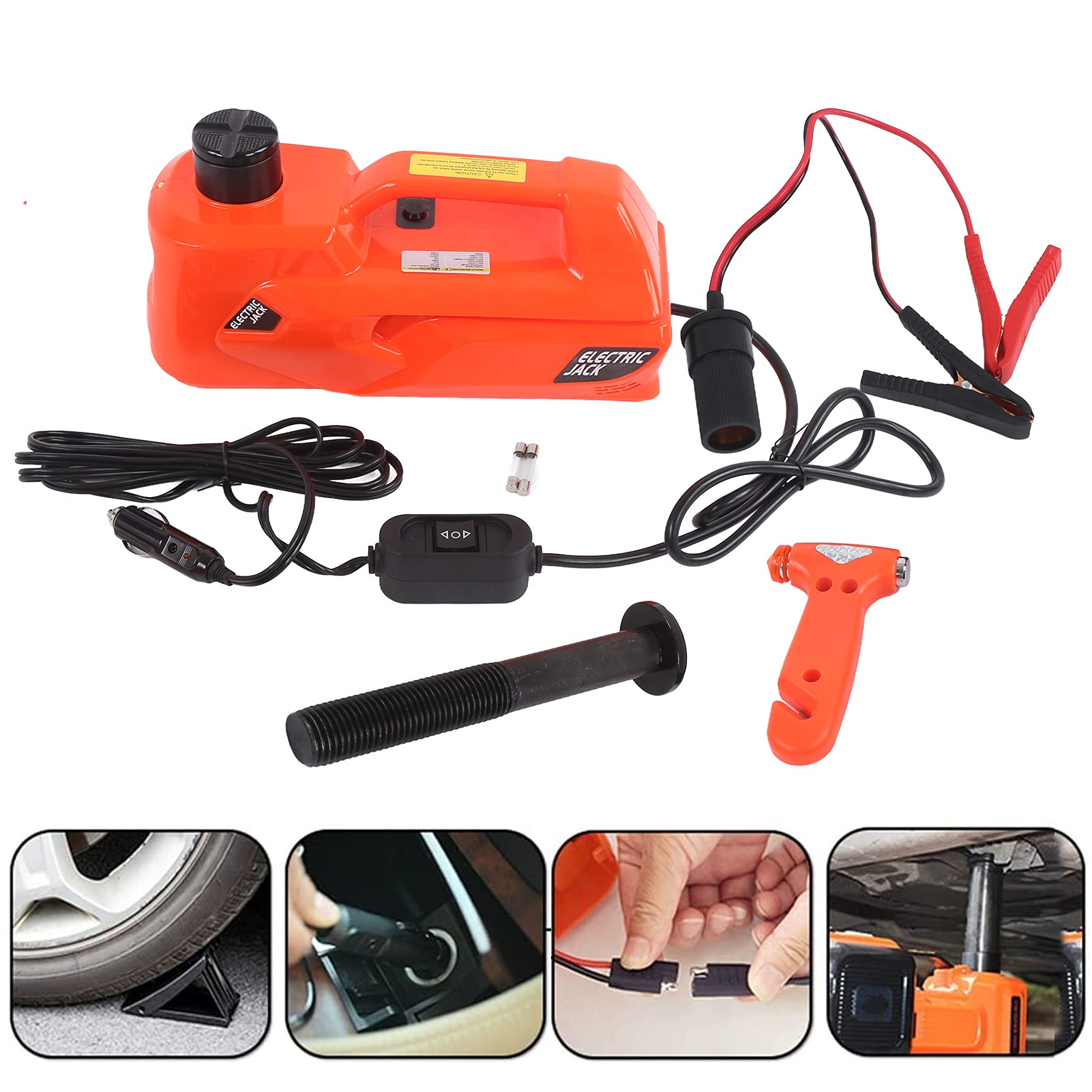 Martinetto Idraulico Elettrico 3-in-1 Da 5 Tonnellate – Solleva Da 6.1 A 17.7 Pollici, Per Auto, 12V, Con Scatola Di Stoccaggio
