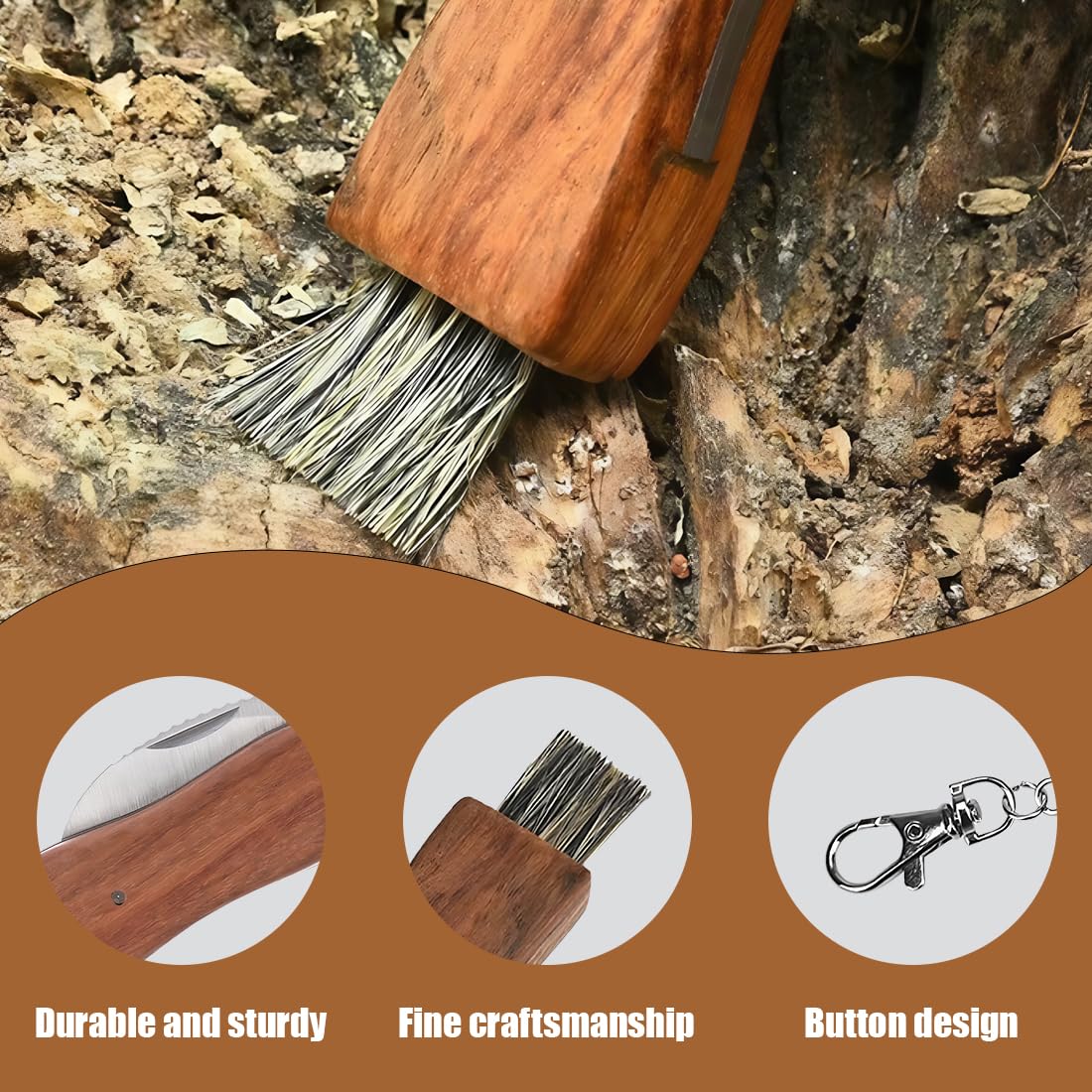 Coltello per Funghi in Acciaio Inox con Spazzola - Raccolta e Pulizia Micologica