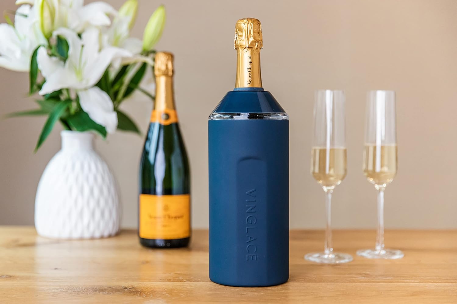 Vinglacé Wine Bottle Chiller- Portable Champagne Insulator- Stainless Steel Wine Cooler Sleeve - Keeps Wine Cold (Navy) - Image 3
