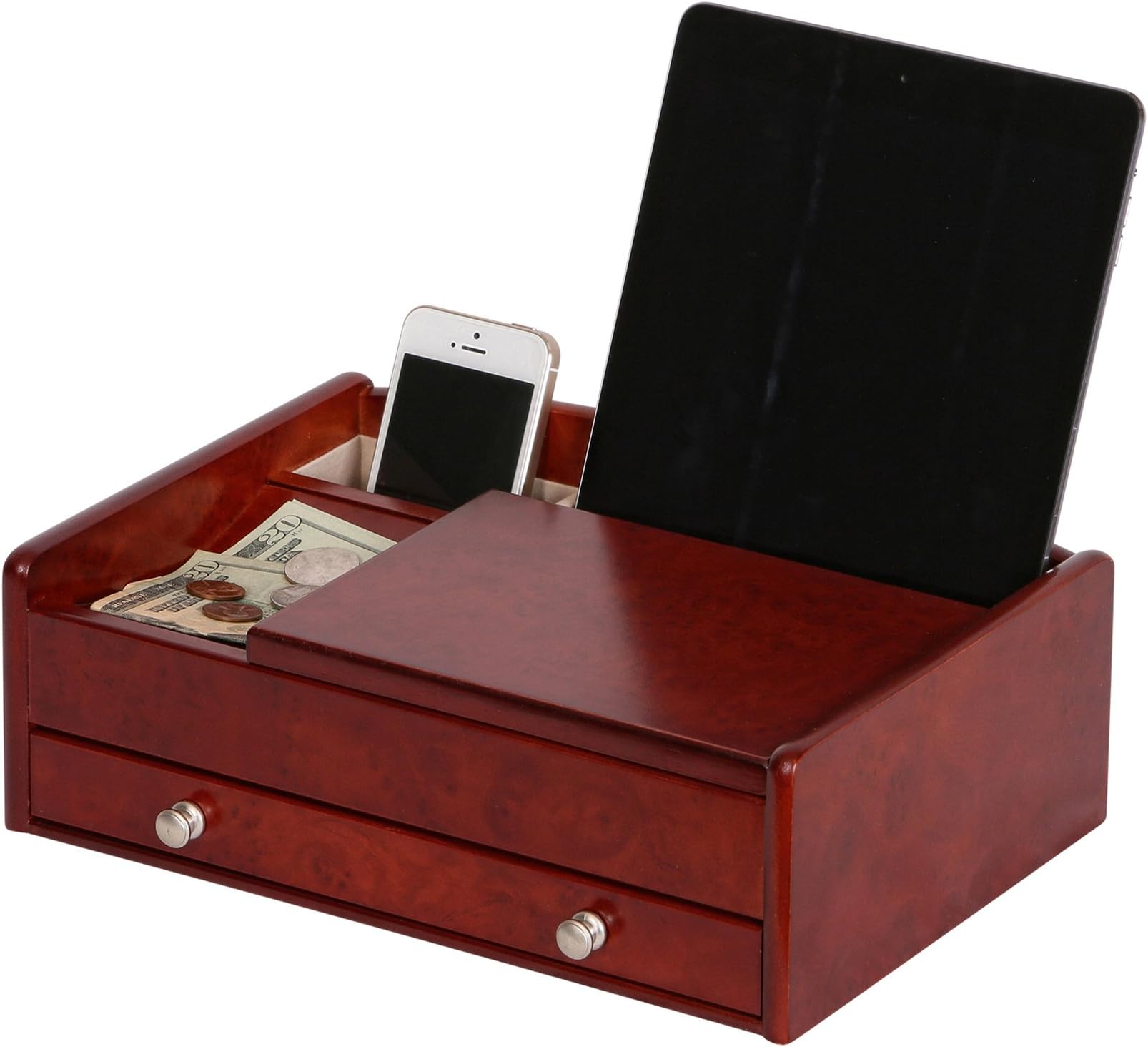 Mele and Co Davin Menโs Dresser Valet Wooden Jewelry Box