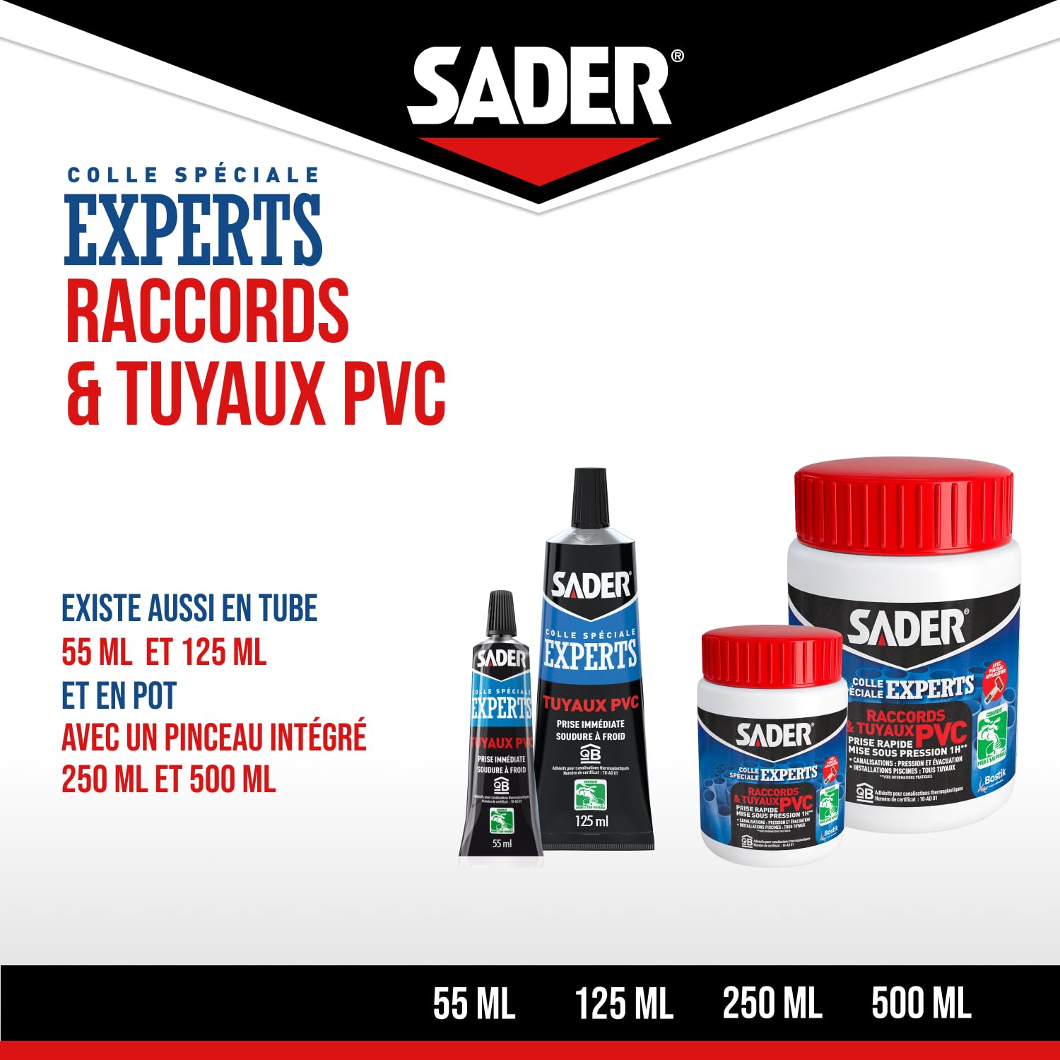 Bostik Sader Gp - Pegamento tubos y empalmes de PVC, 500 ml