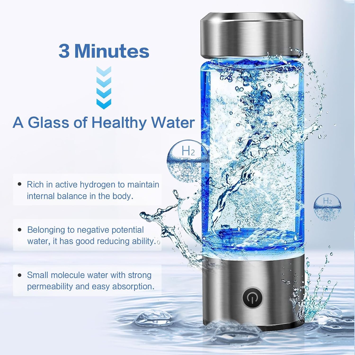 Hoidokly Bottiglia di acqua idrogeno con tecnologia PEM-SPE, generatore portatile di bottiglie di idrogeno, macchina di idrogeno ricaricabile