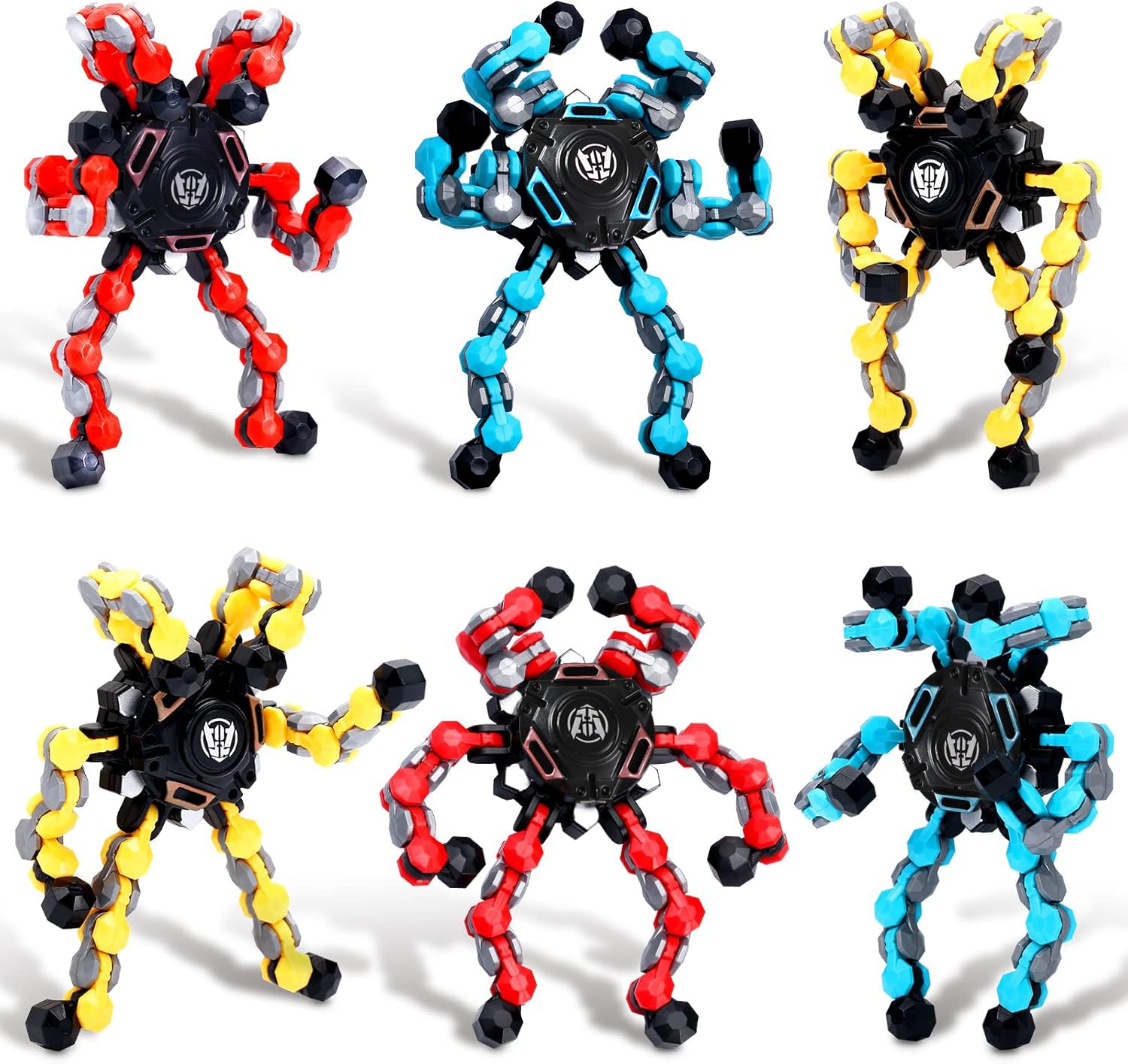 6pcs Transformable Fidget Spinner Toy, Funny DIY Fingertip Spin Top Toys, Hand Finger Spinner Creative Fingertip Mechanical Gyro for Kids Adults, All Ages Sensory Fidget Toys