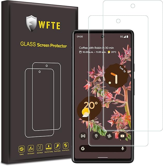 WFTE [2-Pack Screen Protector for Google Pixel 6,Anti-Scratch,High Transparency,Anti-fingerprint,Dust-Free Premium Tempered Glass Screen Protector For Google Pixel 6