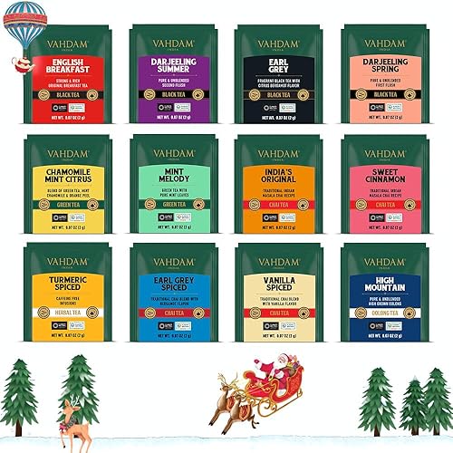 Vista 87 de VAHDAM, Paquete surtido de té Chai (6 deliciosos sabores, 36 bolsas de té piramidales ecológicas) con cafeína, sin gluten, sin OGM, mezclas de té