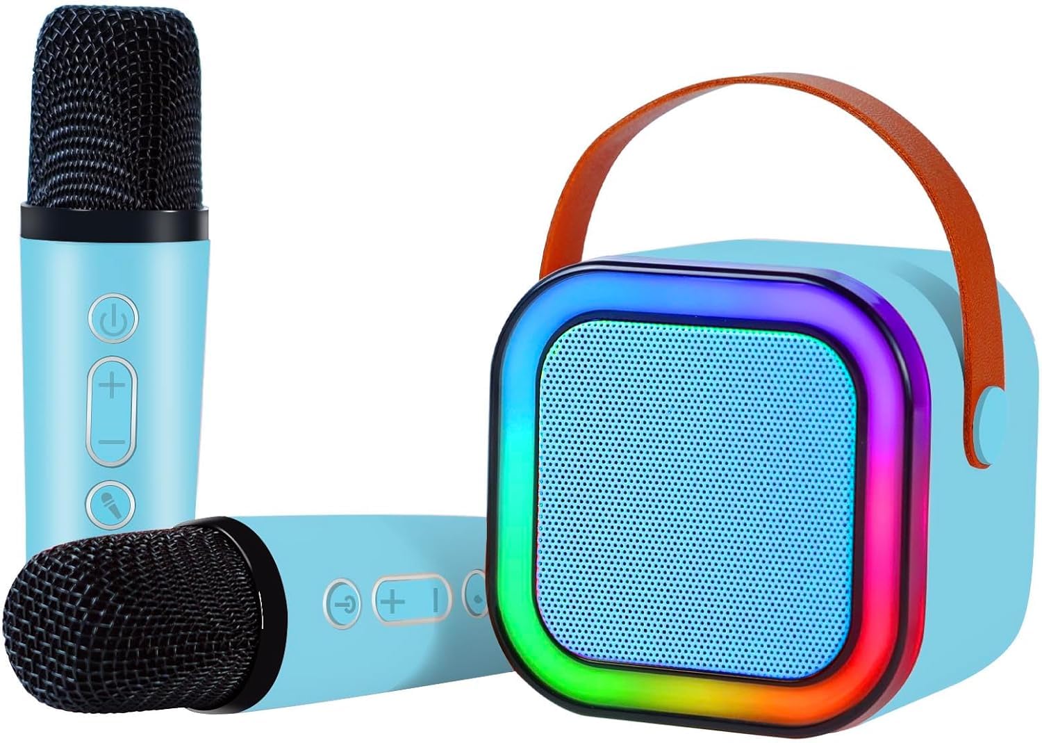 LAALIYA Karaoke Machine for Kids and Adults, Portable Bluetooth Mini Karaoke Microphone Singing Speaker with 2 Wireless Mic, Speaker for All Smartphones, Birthday, Family, Home Party (Multicolor)-image-36