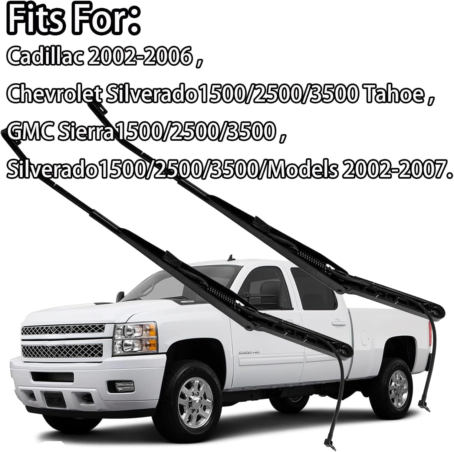 2 Pcs Front Windshield Wiper Arm Pair Kit Compatible with Cadillac 2002-2006/Chevrolet Silverado 2002-2007/GMC Sierra 2002-2007, Replace# 42694, 42547, 15829647, 15829648, 15139553, 88958115.