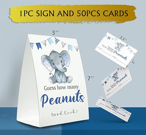 Miniatura 2 de Guess How Many Peanuts Elephant - Cartel de 50 tarjetas para baby shower, 5 x 7 pulgadas, multicolor