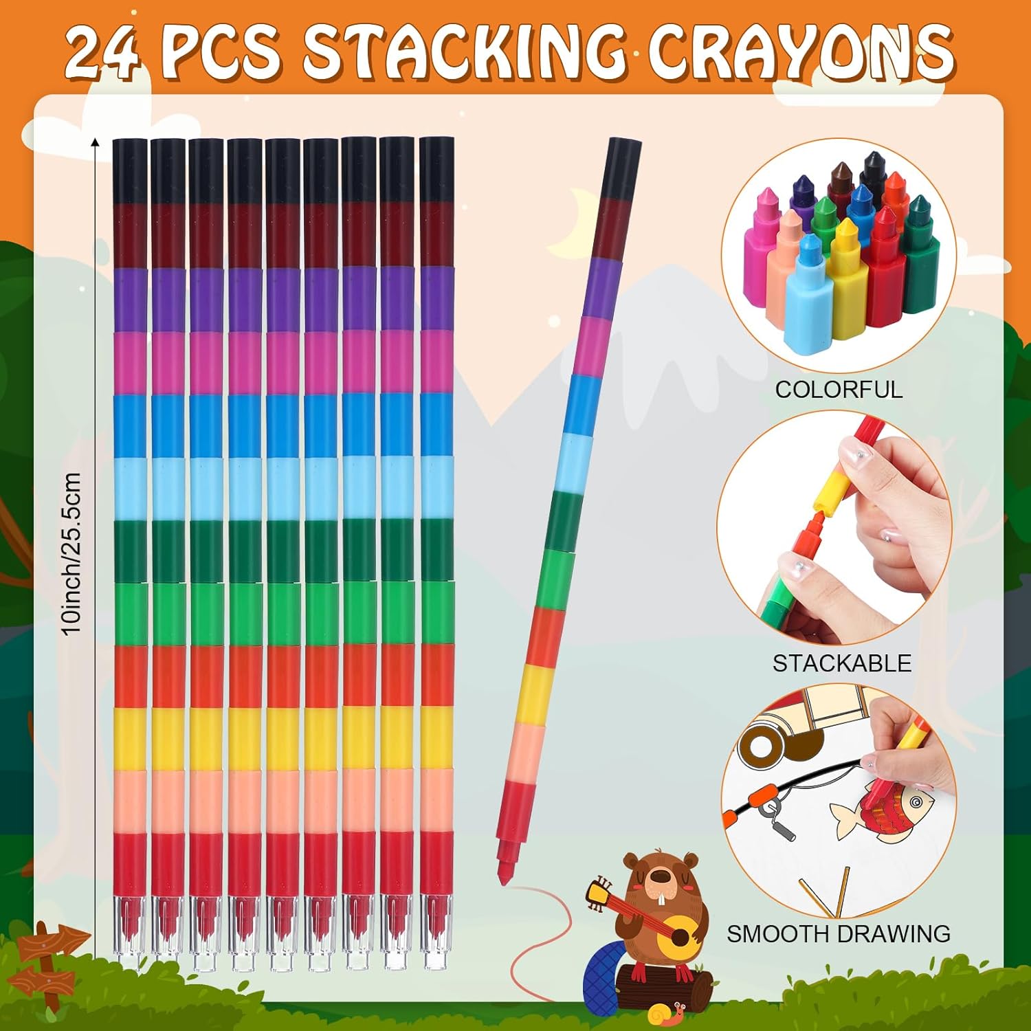 Pasimy 48 Pcs Camping Coloring Books with Stackable Crayons Coloring Pages Drawing Booklet Party Supplies for DIY Art Painting Goodie Bag Fillers