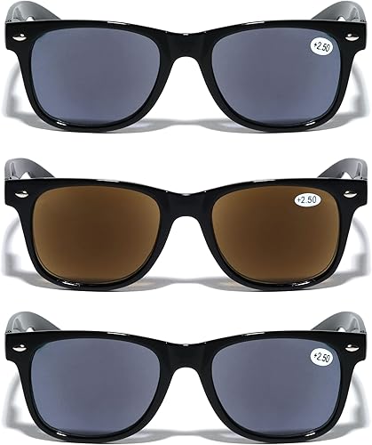 Miniatura 7 de V.W.E. 3 pares de lentes de sol de lectura clásicos de los años 80, lector tintado, no bifocal, unisex