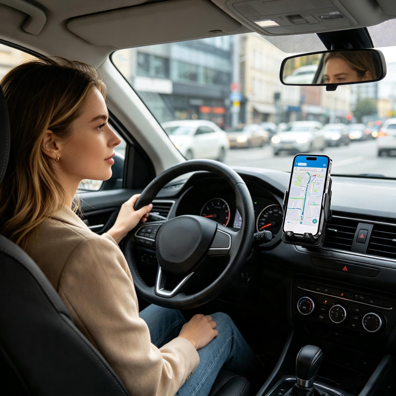 Uchwyt do na telefon z ładowarką z wentylatorem TEC i bezprzewodowym | Ładowarka samochodowa 15W z uchwytem na telefon Do Ciężarówek, SUV-ów, Sedanów,