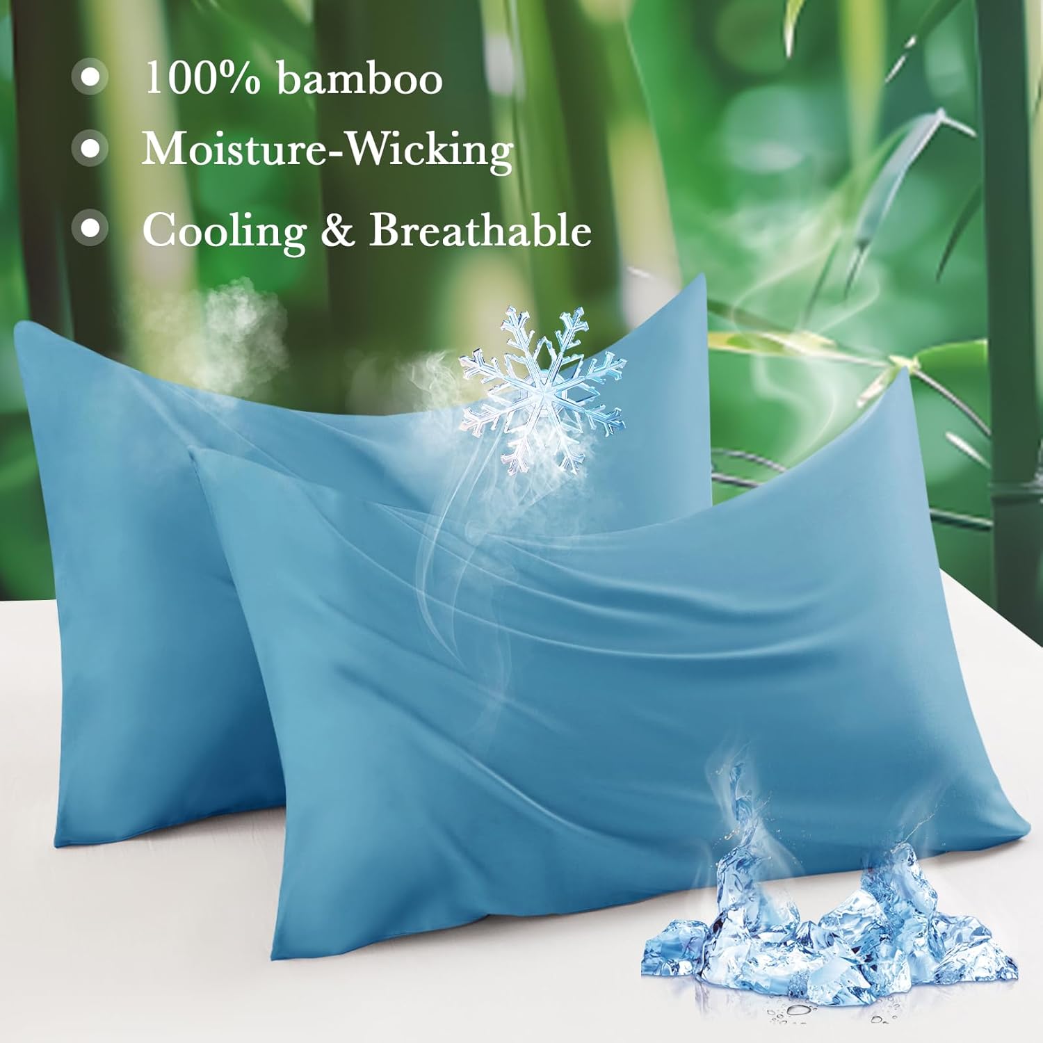 Curved Pillow Case Queen Size, Side Sleeper Pillow Cases Cover Cooling Rayon Derived from Bamboo with Zipper for hot Sleepers Hair and Skin, Breathable Silky Soft Pillowcase 1 Pack 20 * 30 Inches