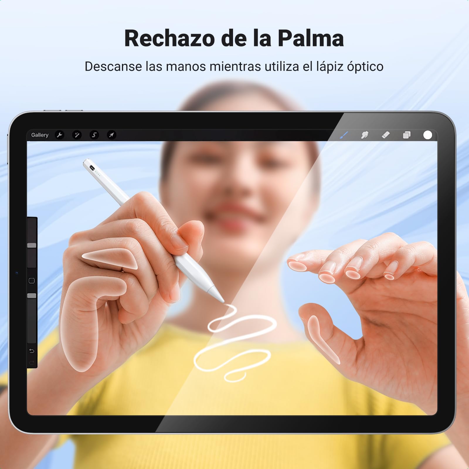 UGREEN Lápiz Magnético para iPad con 3 Puntas de Repuesto, Rechazo de Palma y Pencil Sensible a La Inclinación Compatible con Pro 12.9/11" 2018-2022/ Air 4/5/10/ Mini 6