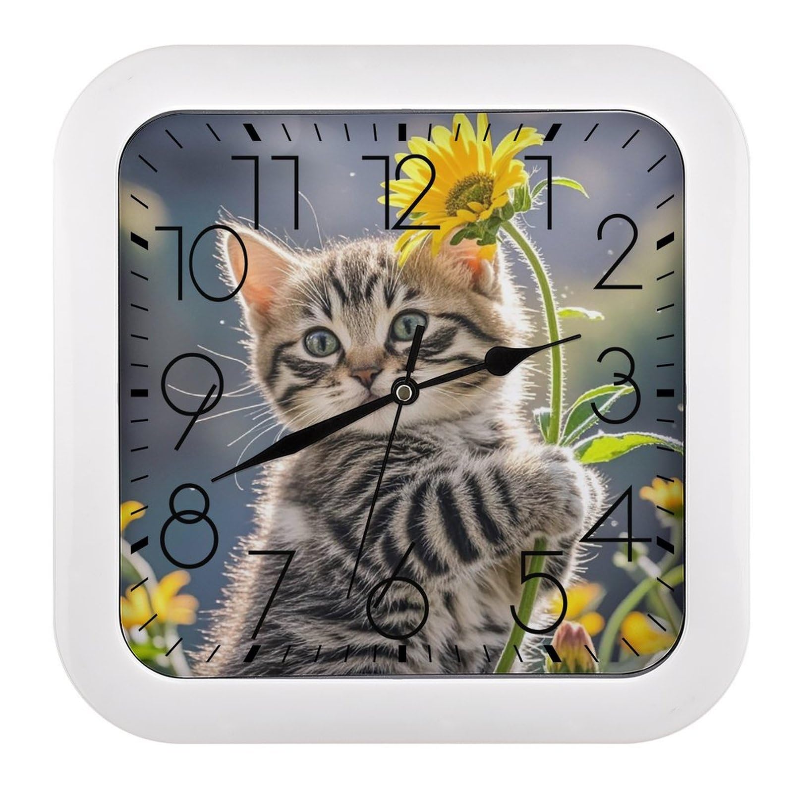 Horloge murale chaton silencieuse pour chambre d'enfant sans aucun bruit
