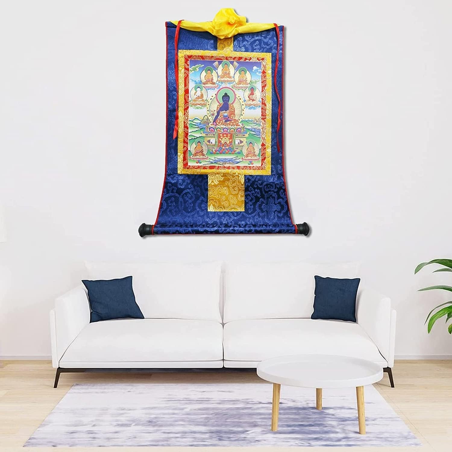 Rysunek na jedwabnym zwoju, Tybetański Thangka haft 8 medycyny buddowie dekoracje ścienne medytacja dwa rozmiary(49x63cm(19x24inch))