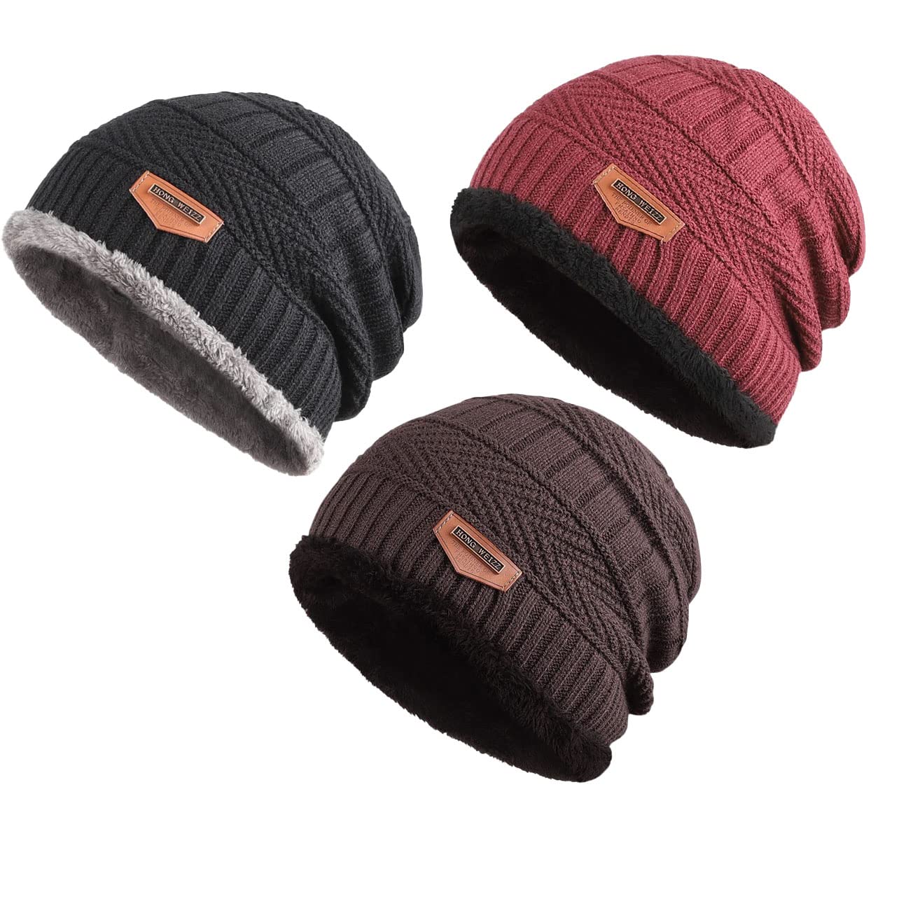 PinKitWinter Woolen Cap (Black, Maroon, Brown)