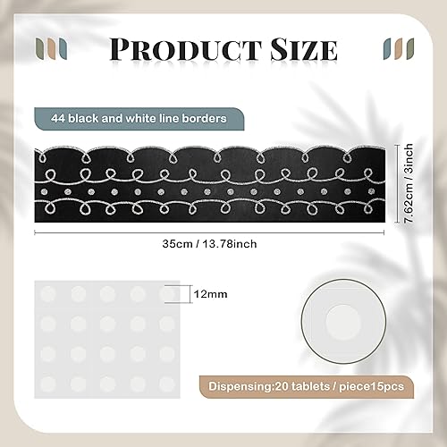 Miniatura 2 de 44 piezas de cuadritos y puntos troquelados, borde de tablón de anuncios, bordes de garabatos y puntos con 15 hojas de puntos de pegamento para