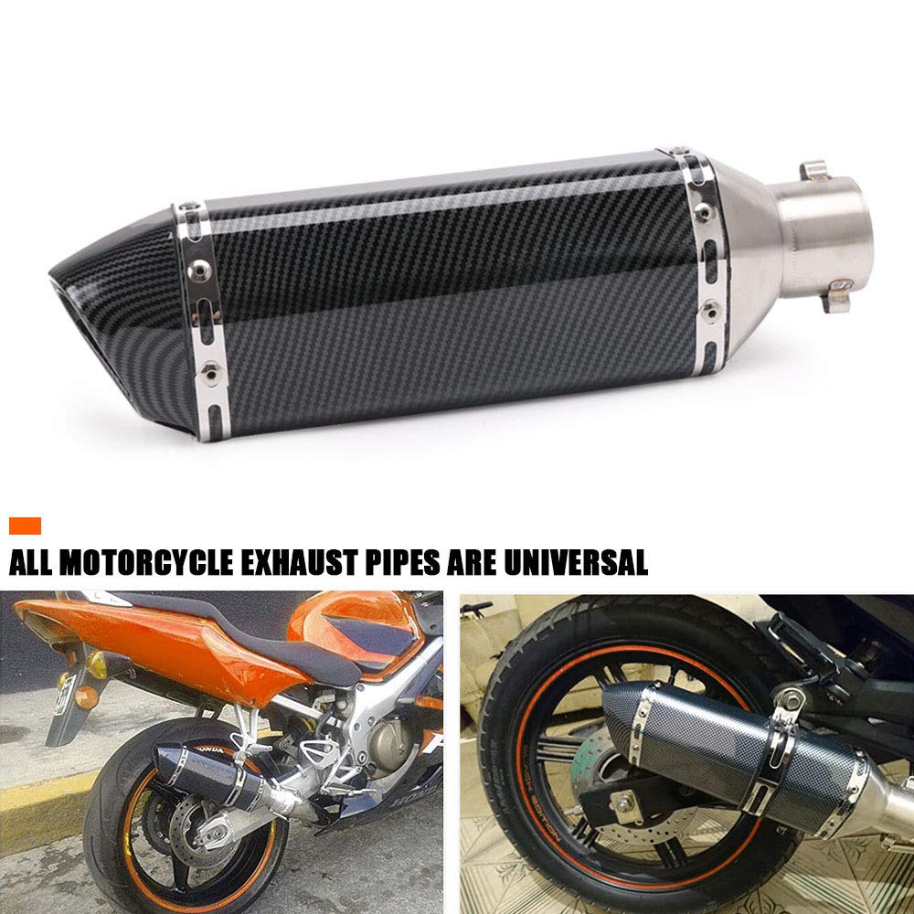 PACEWALKER 38-51mm Silenciador de Escape para Motocicleta Estilo Carbono Universal 1.5-2"Slip de Admisión en silenciador de Escape con DB Killer Extraíble para Yamaha Suzuki