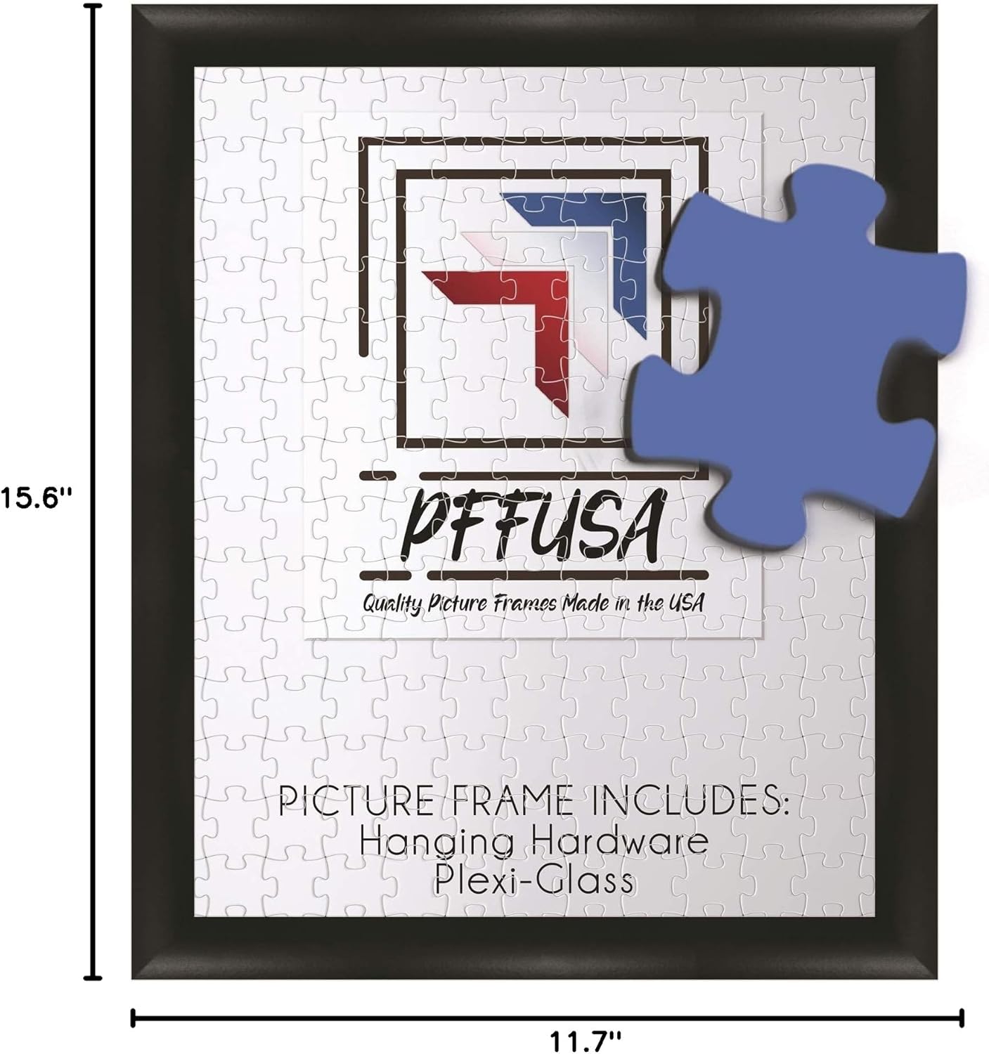 PFFO 11.7x15.6 Puzzle Frame, 1.25" Modern Matte Black, Clear Plexiglass & Strong Backing, Hanging Hardware Included for Puzzles, Pictures, Posters, or Art.
