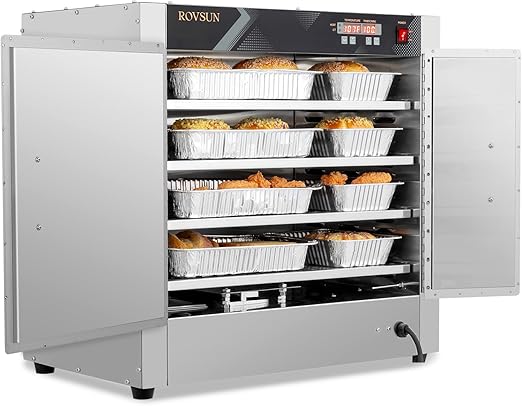 ROVSUN Hot Box Food Warmer Pizza Warmer w/Water Tray Removable Shelves, Hot Holding Cabinet Pretzel Warmer Commercial Electric Food Warmer Countertop for Restaurant Catering Buffet, 4-Tier, 800W
