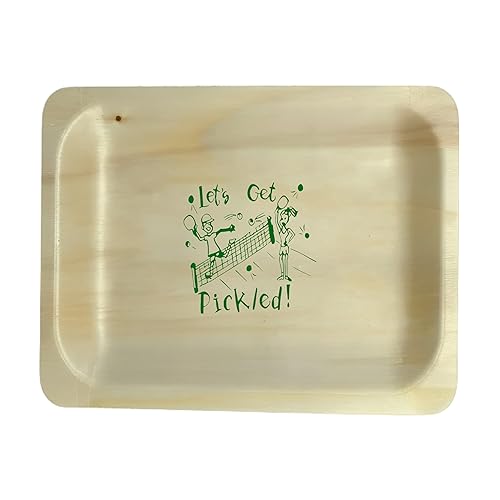 Perfectware Platos de pickleball de madera de 10 pulgadas, estampado verde, 25 unidades