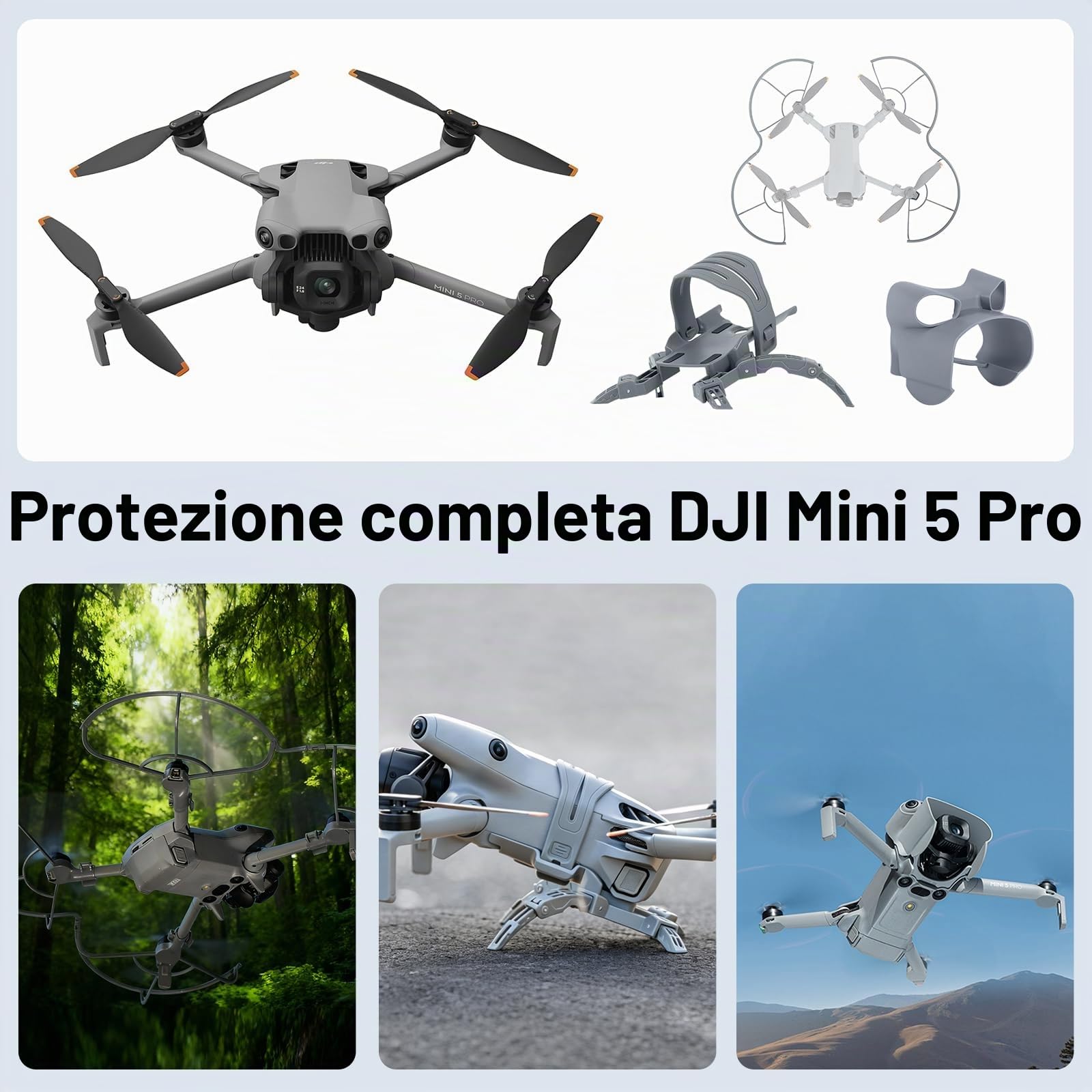 DJI Mini 5 Pro, drone ultraleggero e pieghevole con fotocamera, CMOS da 1 pollice, rilevamento omnidirezionale degli ostacoli, ActiveTrack 360°, drone 4K per principianti, C0