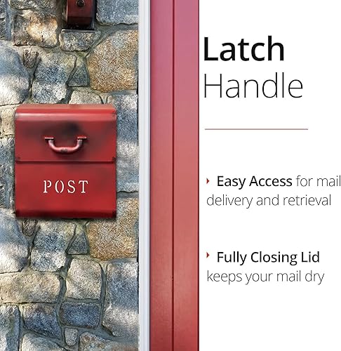 Miniatura 4 de NACH CJ - Buzón grande con acabado recubierto de polvo, buzones de pared para exteriores, buzón de metal resistente al óxido para paquetes, 12.6 x