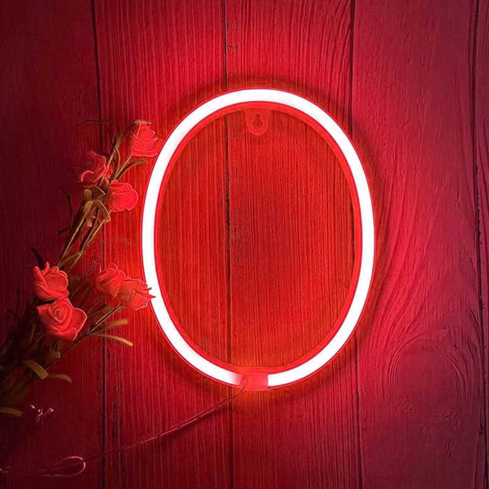 Red LED Neon Sign for Outdoor Garden & Patio Portable Battery/USB Design for Camping & Festivals Enhances Landscape & Party Lighting(Letters O) — image 1