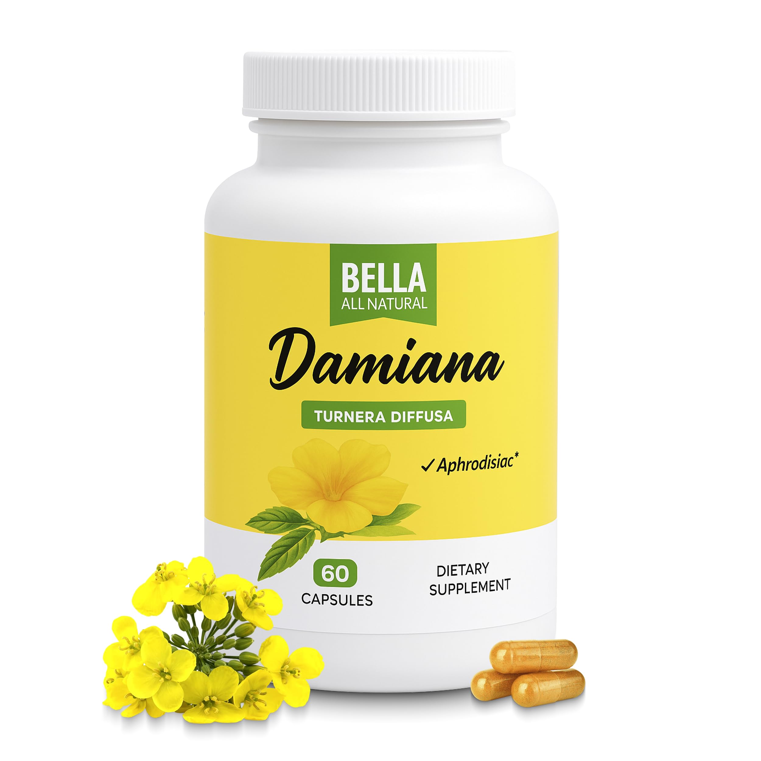 Bella All Natural Damiana Leaves 60 Capsules