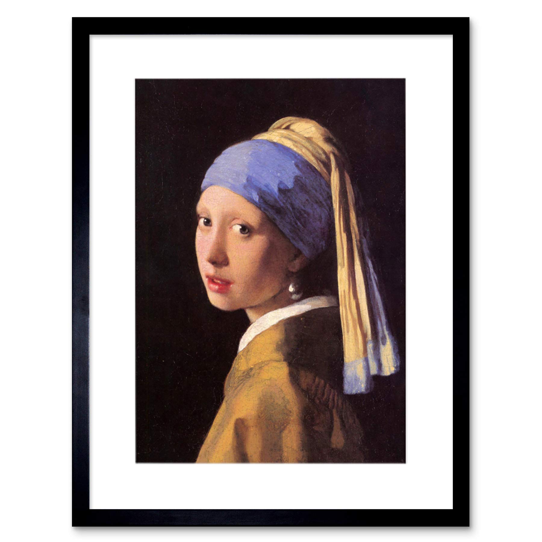 Wee Blue Coo Vermeer Girl With Pearl Earring Old Master Framed Wall Art Print