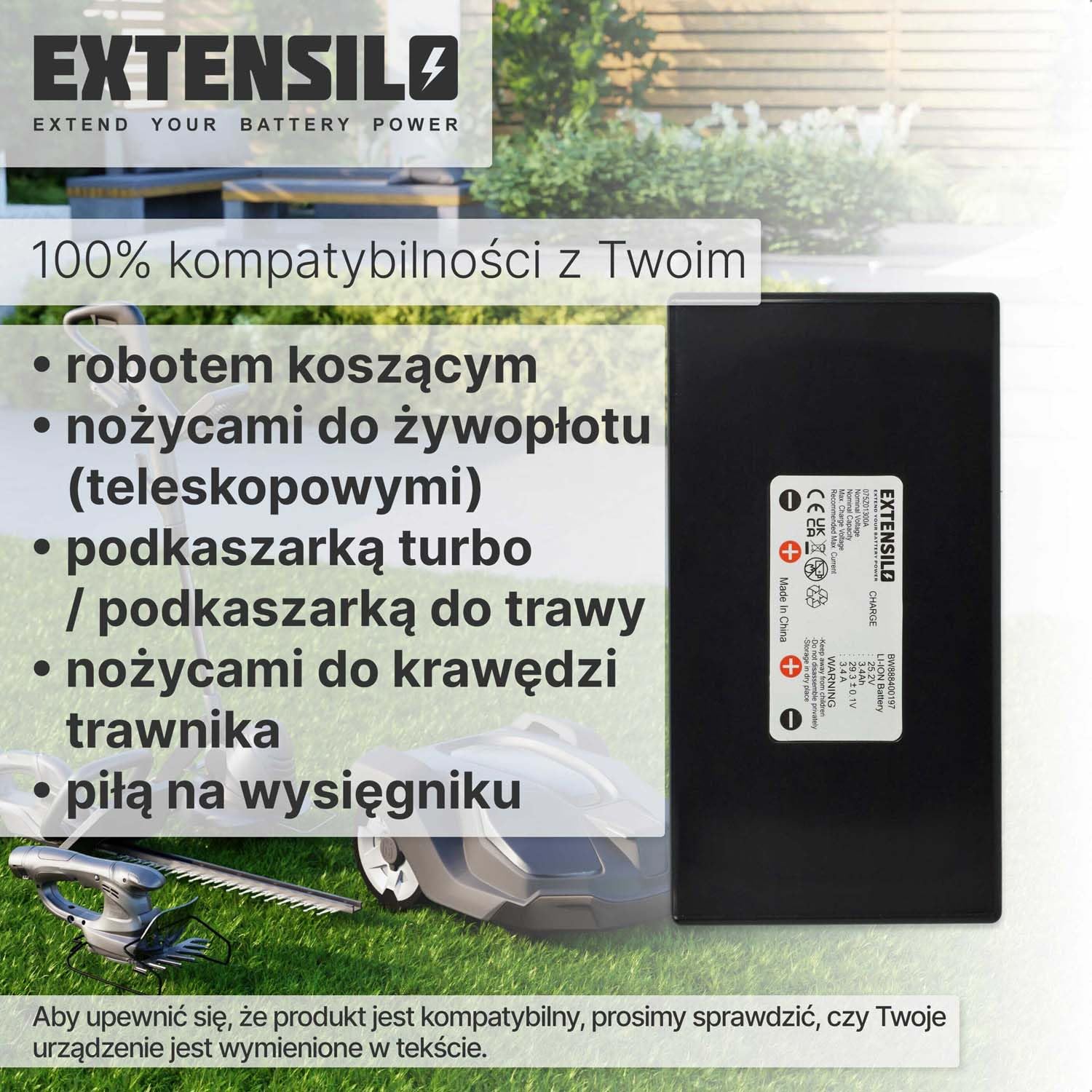 Akumulator kompatybilny z kosiarką Agro R800Li (3400 mAh, 25,2 V, litowo-jonowa)