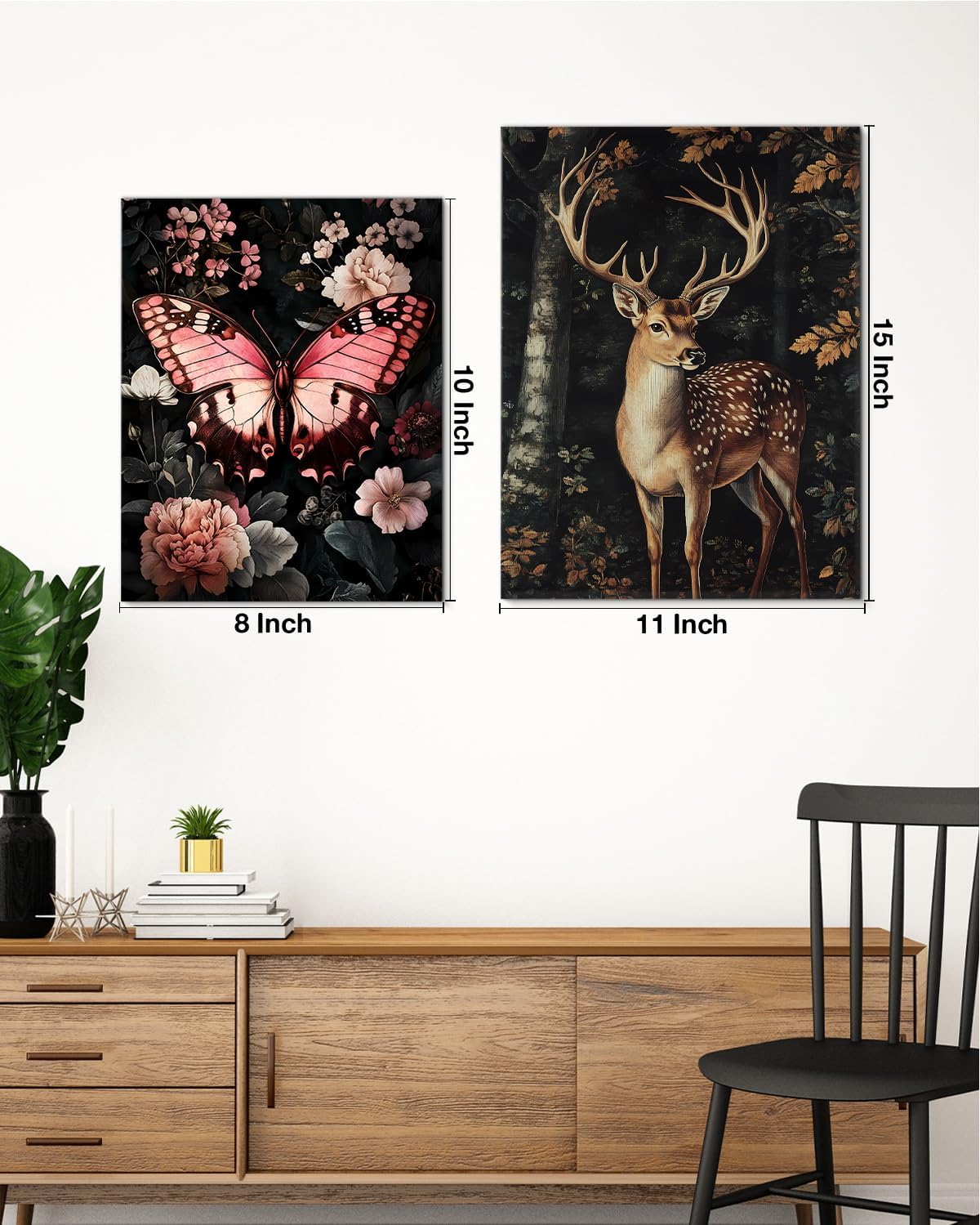 Aesthetic Deer Rustic Wall Art Decor Cottagecore Deer Picture Canvas Print Poster Dark Academia Framed Painting Wall Decoration for Home Farmhouse Living Room Bedroom Decor 11x15 Inch - Image 7